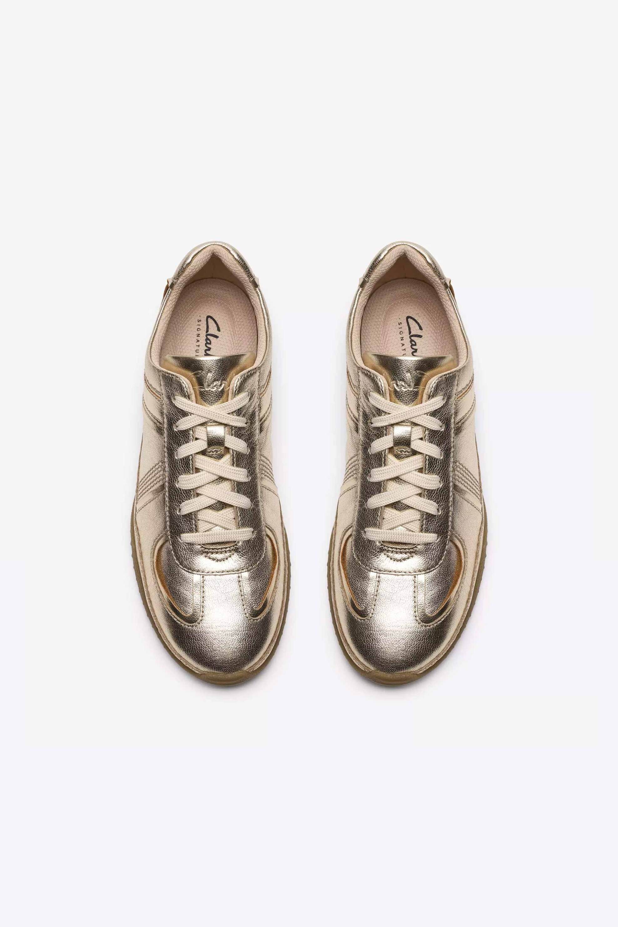 Clarks Γυναικεία Δερμάτινα Sneakers Meridor Lo - 26186585 Χρυσό
