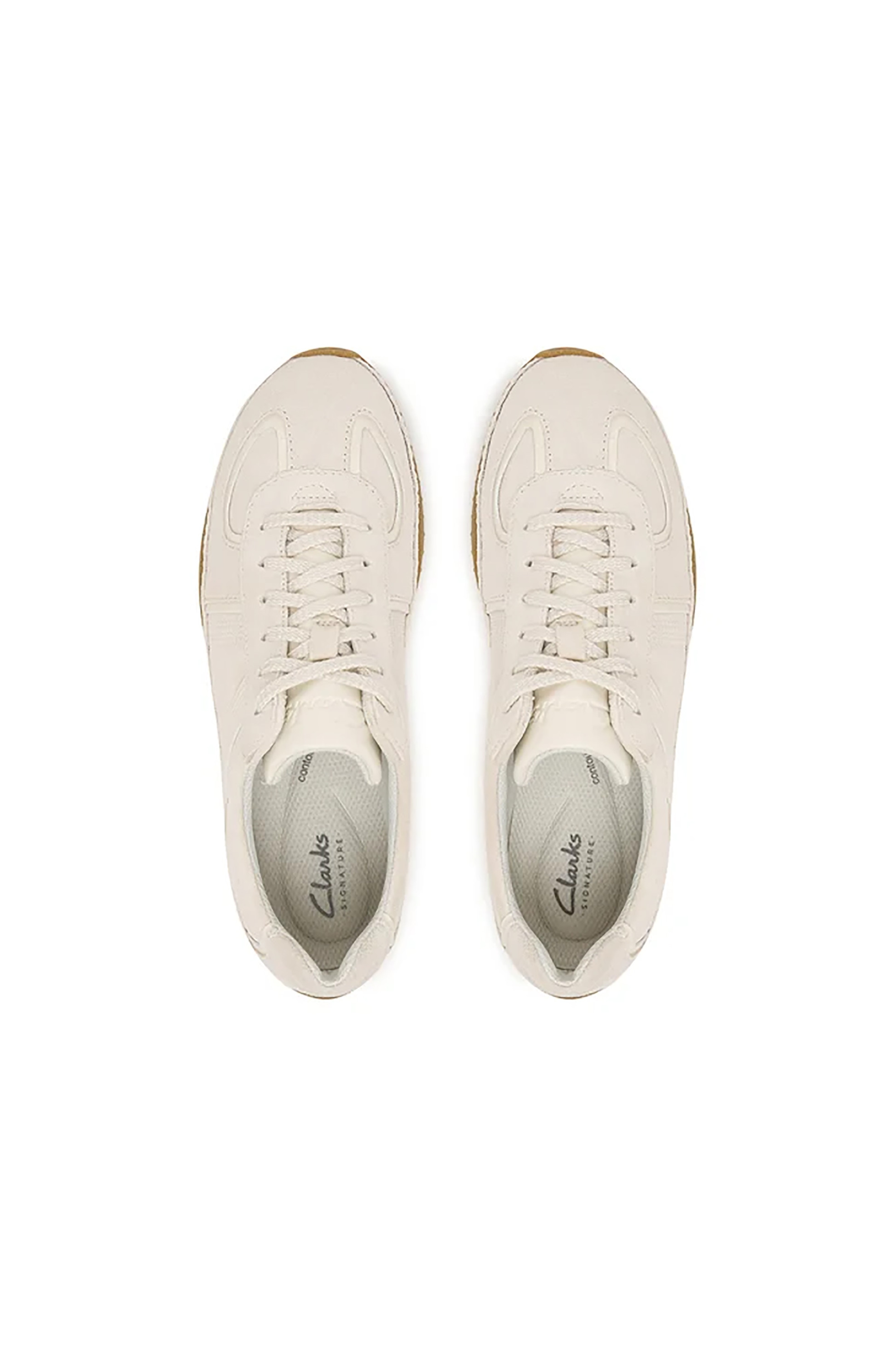Clarks Γυναικεία Suede Sneakers Meridor Lo - 26183168 Υπόλευκο