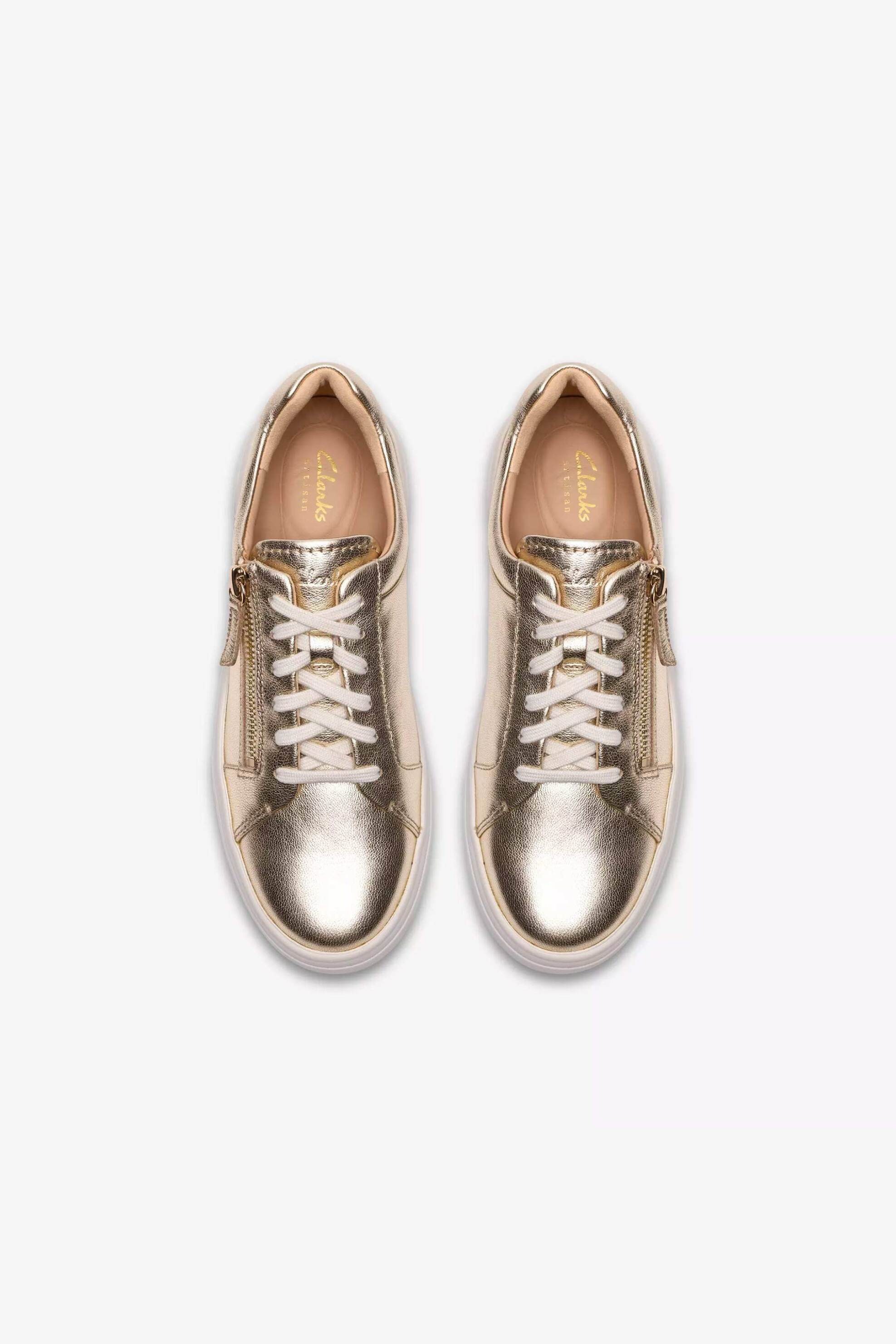Clarks Γυναικεία Sneakers Hollyrose Zip - 26185916 Χρυσό