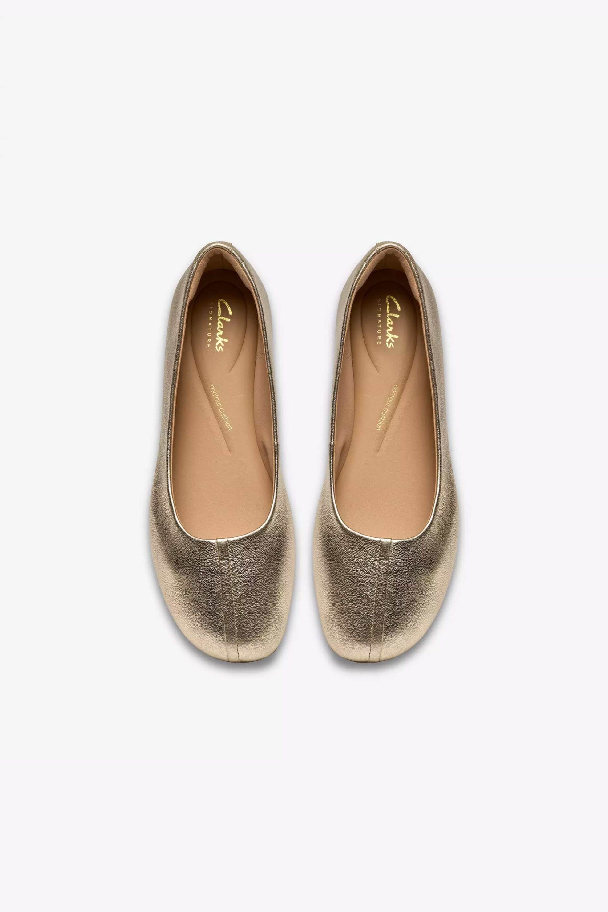 Clarks Γυναικείες Δερμάτινες Μπαλαρίνες Livia Lily - 26185975 Χρυσό