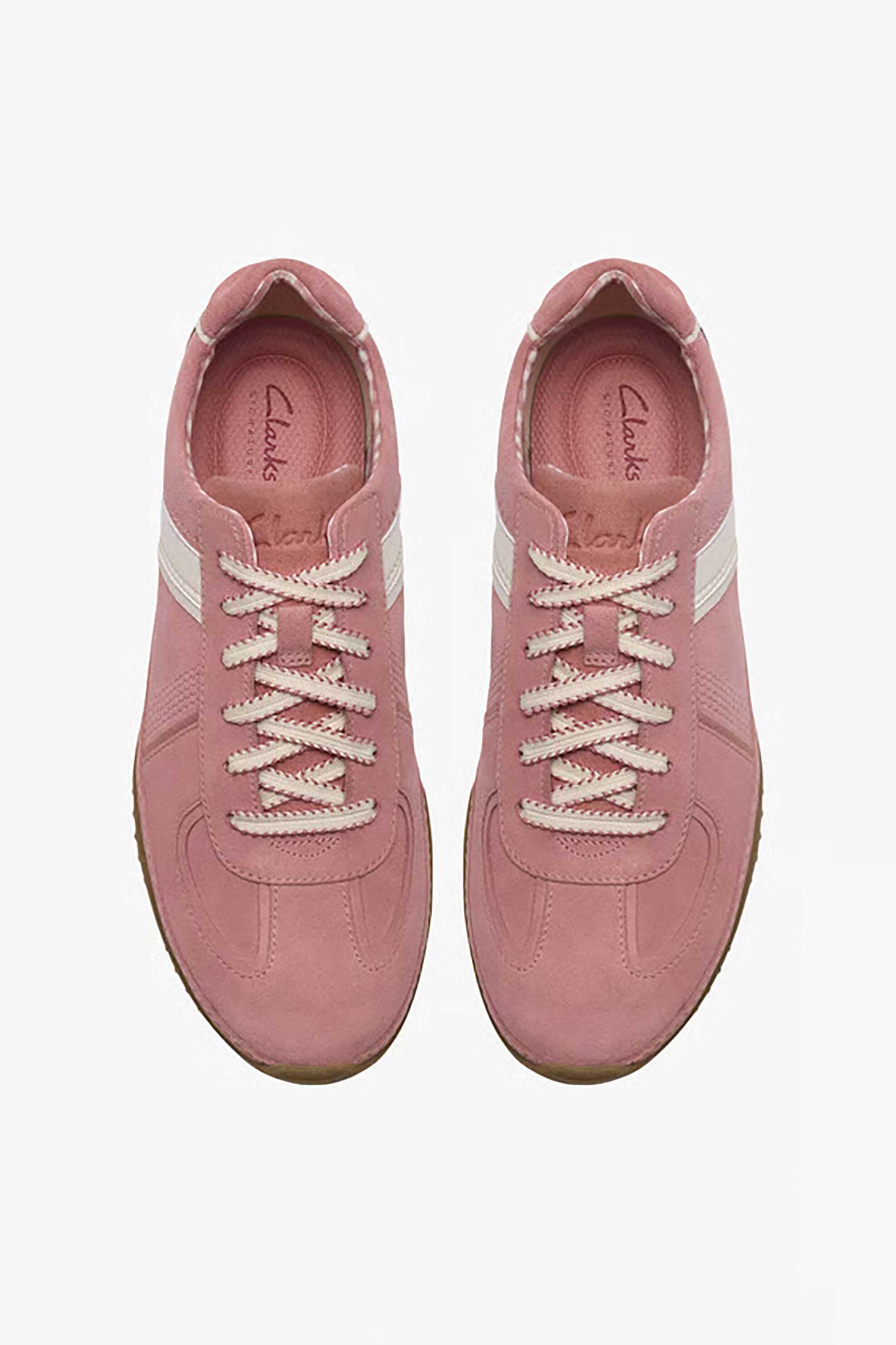 Clarks Γυναικεία Suede Sneakers Meridor Lo - 26186010 Ροζ