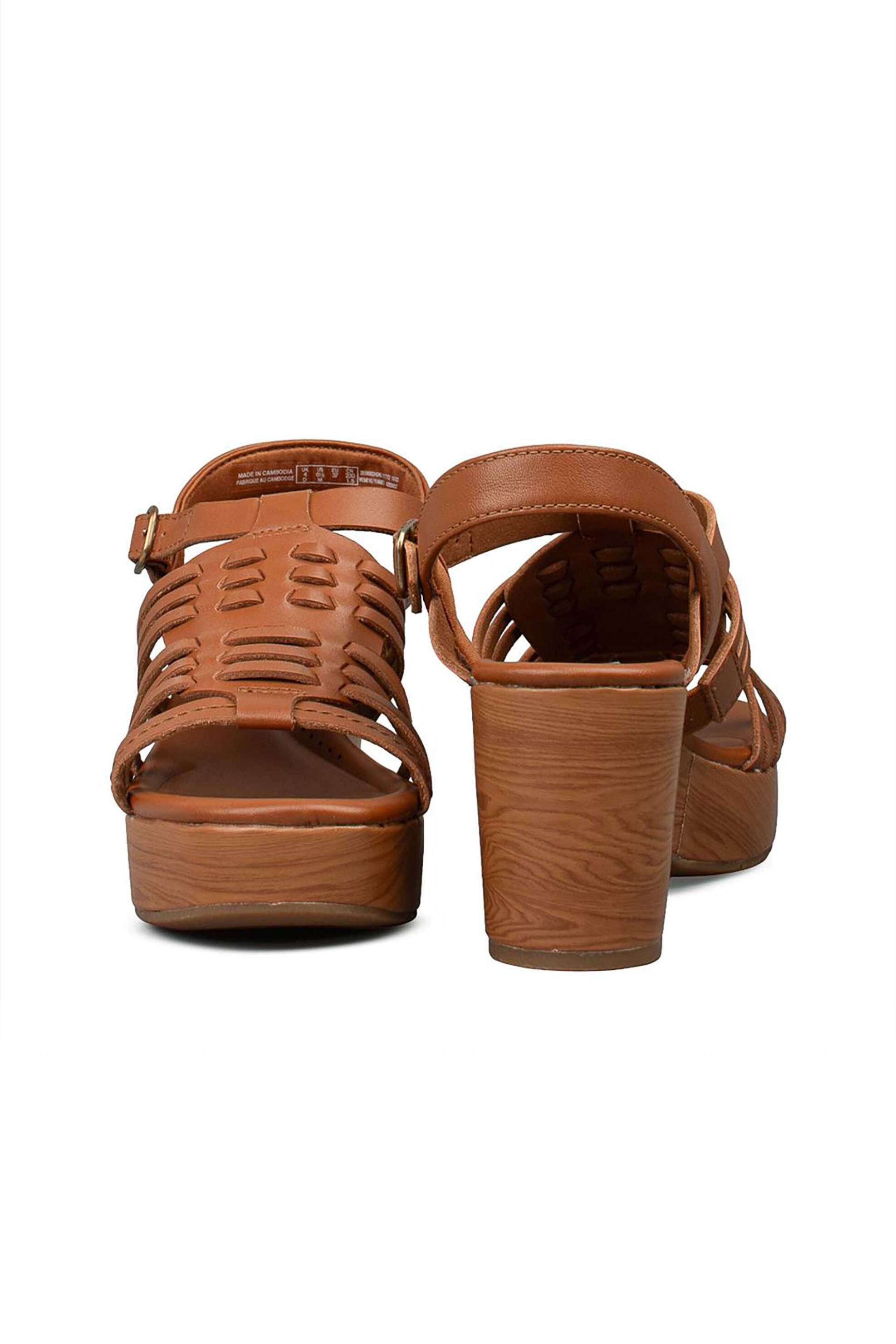 CLARKS Clarks γυναικεία δερμάτινα πέδιλα με χοντρό τακούνι "Nerisa Μay" - 26186903 Ταμπά - 2