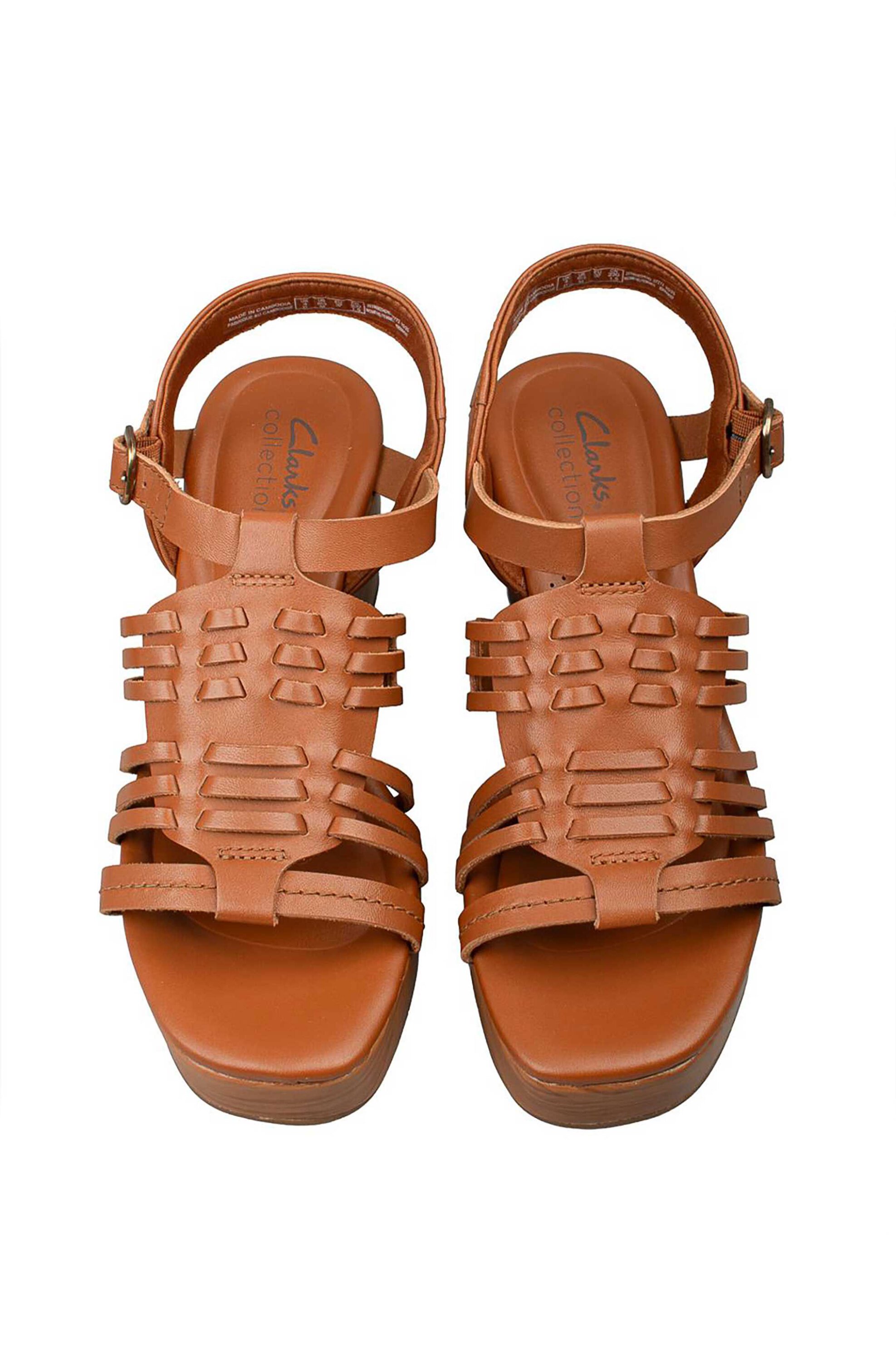 CLARKS Clarks γυναικεία δερμάτινα πέδιλα με χοντρό τακούνι "Nerisa Μay" - 26186903 Ταμπά - 3