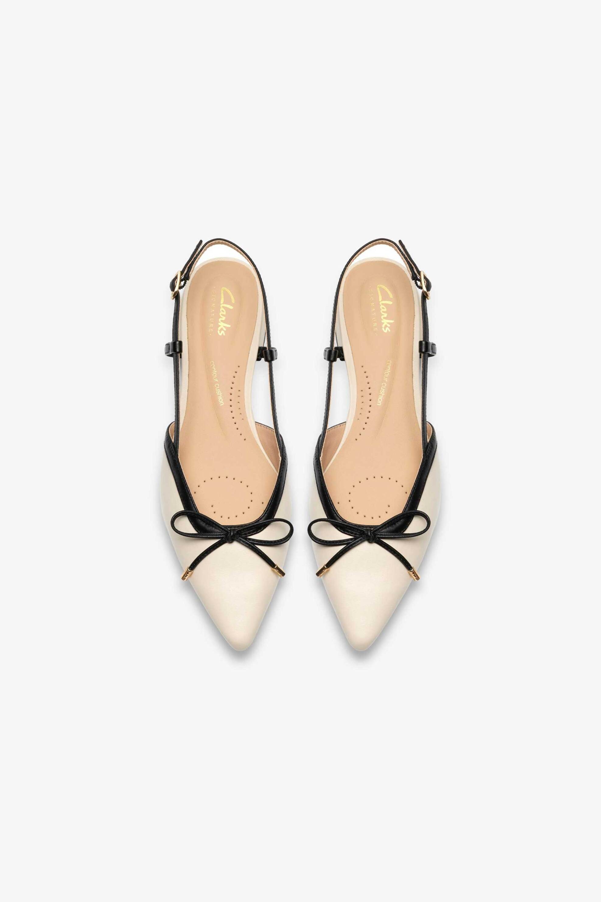 Clarks γυναικείες δερμάτινες γόβες slingback "'Sensa15 Bow'' - 26186115 Εκρού φωτογραφία