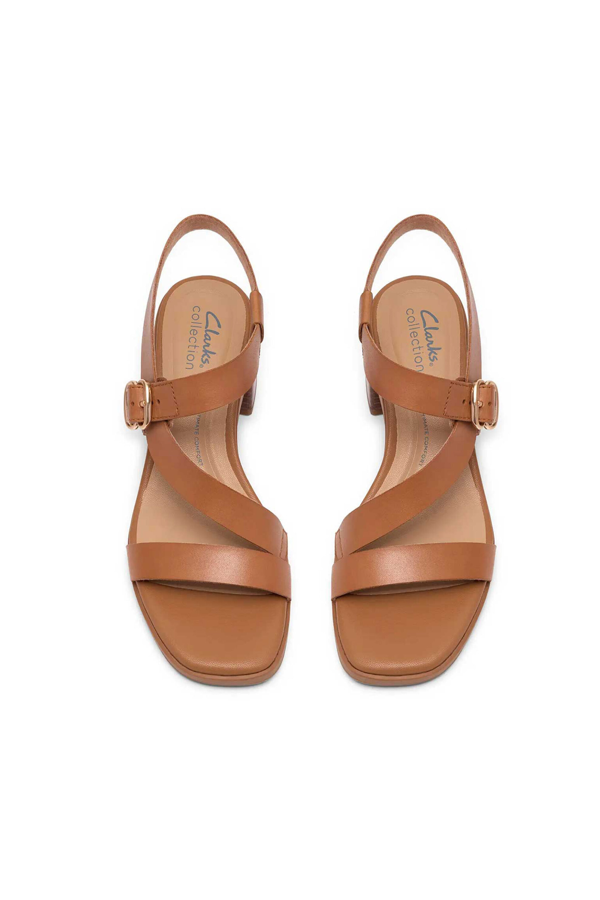 Clarks Γυναικεία Δερμάτινα Πέδιλα με Χοντρό Τακούνι Jaylan Sol - 26186895 Ταμπά