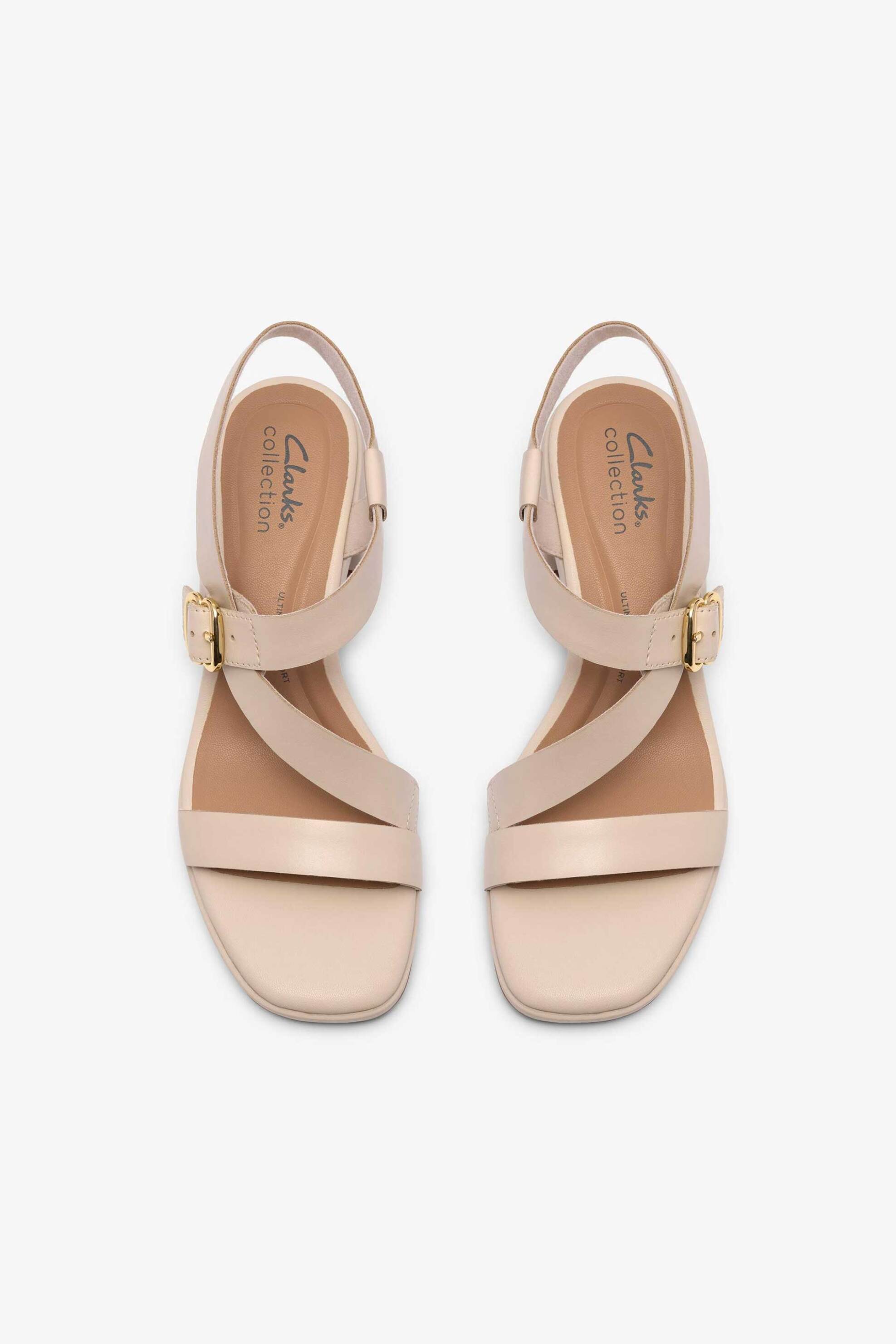Clarks Γυναικεία Δερμάτινα Πέδιλα με Χοντρό Τακούνι Jaylan Sol - 26186894 Υπόλευκο