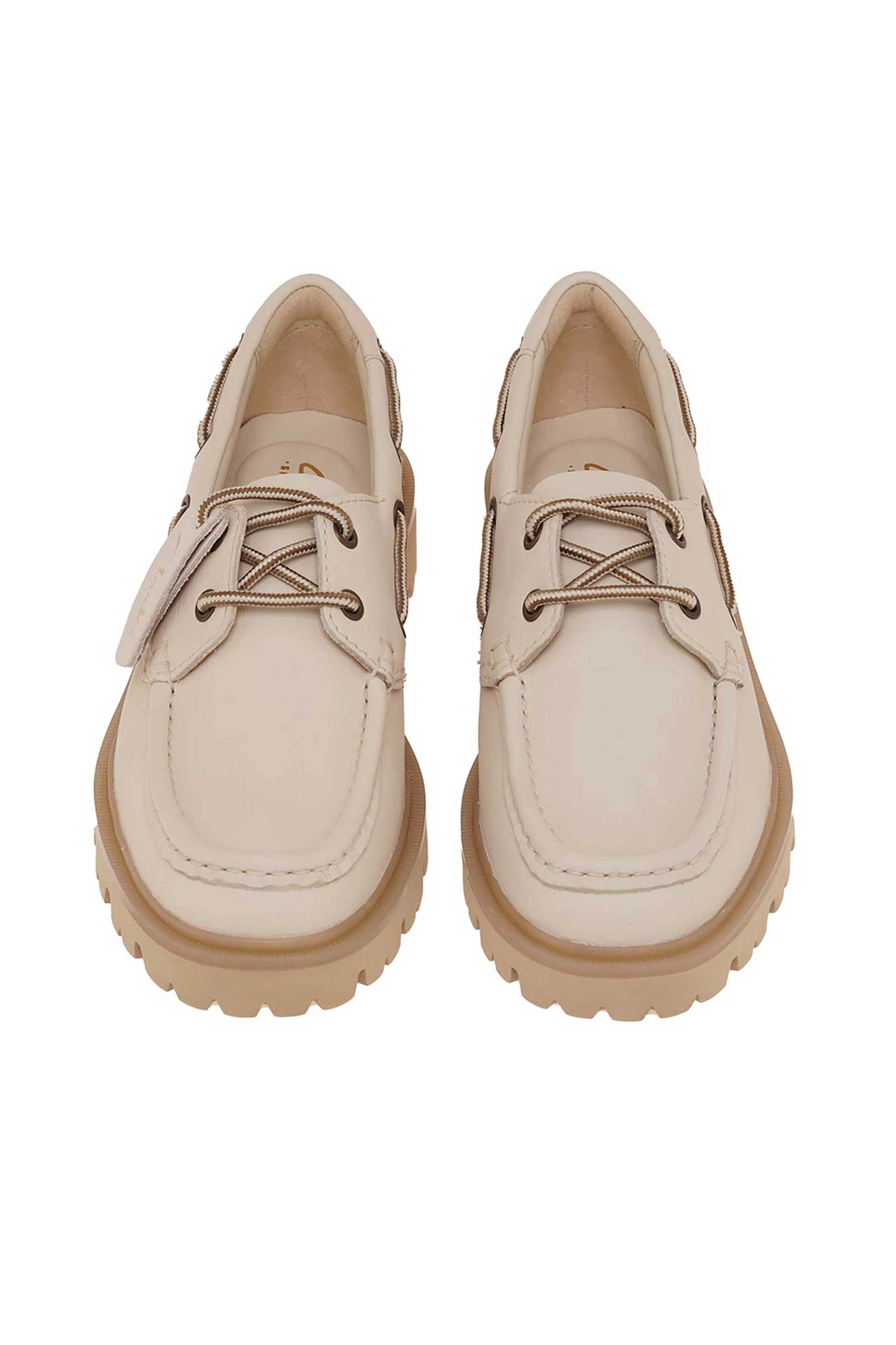 Clarks Γυναικεία Δερμάτινα Loafers Cleyhill Boat - 26187841 Εκρού