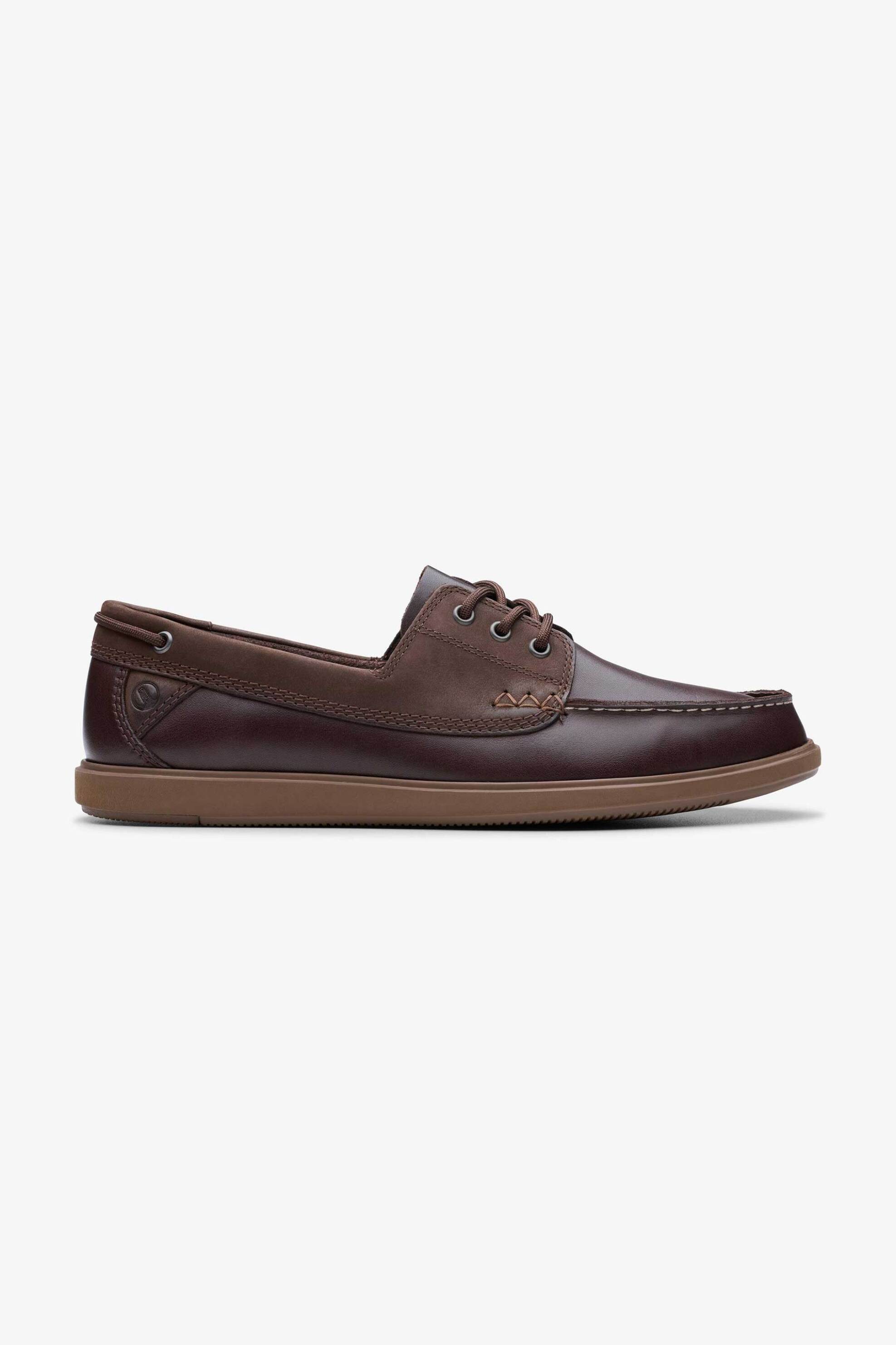 CLARKS Clarks ανδρικά δερμάτινα μοκασίνια ''Bratton Boat'' - 26181271 Καφέ