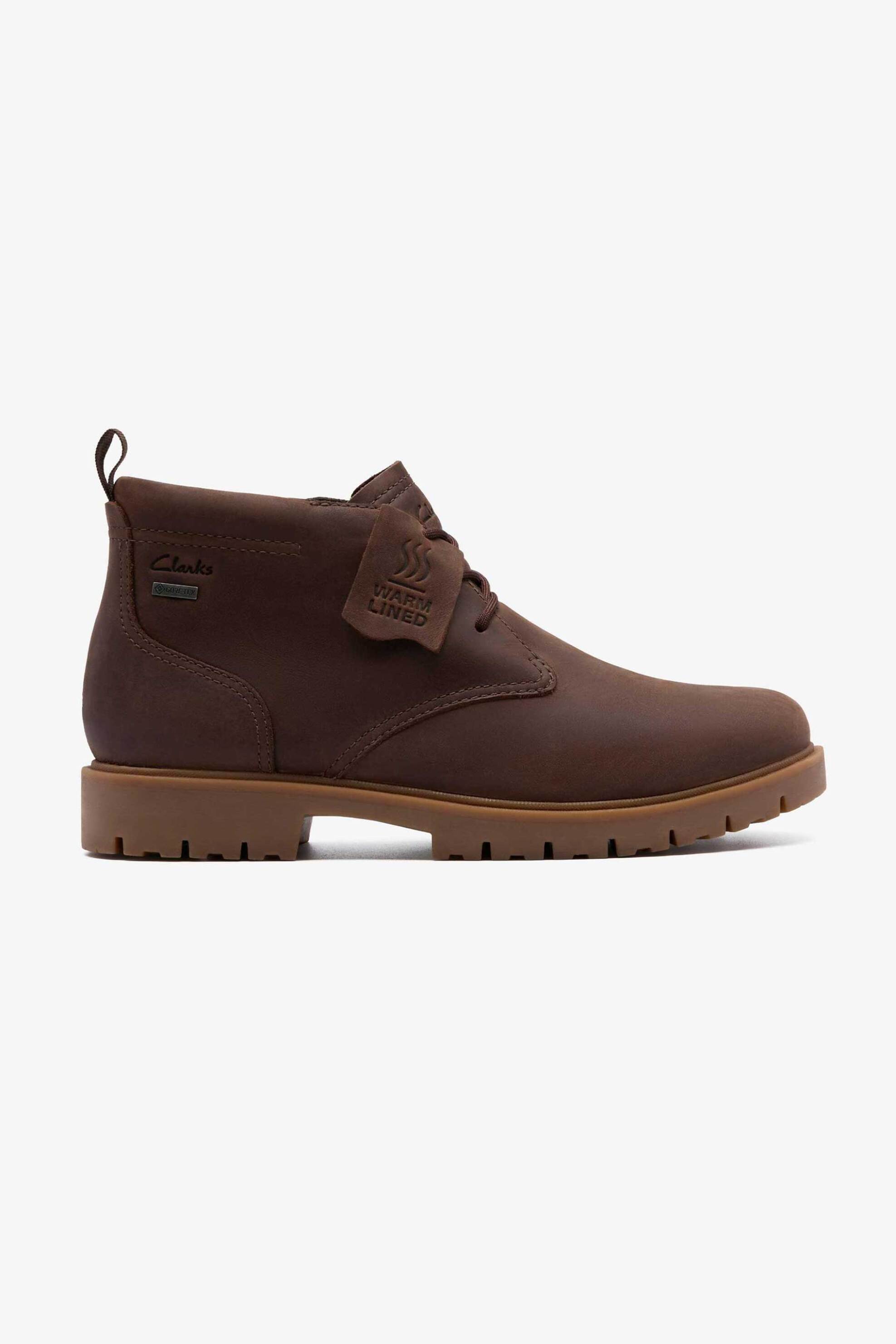 Clarks ανδρικά δερμάτινα μποτάκια αδιάβροχα "Berhill Mid GORE-TEX" - 26183273 Καφέ
