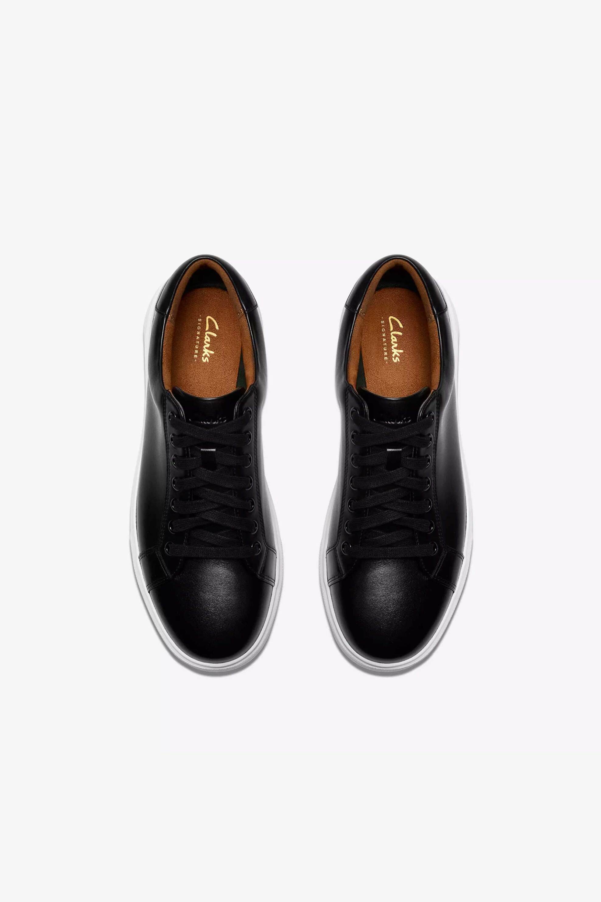 Clarks Ανδρικά Δερμάτινα Sneakers Goswell Tie - 26186559 Μαύρο
