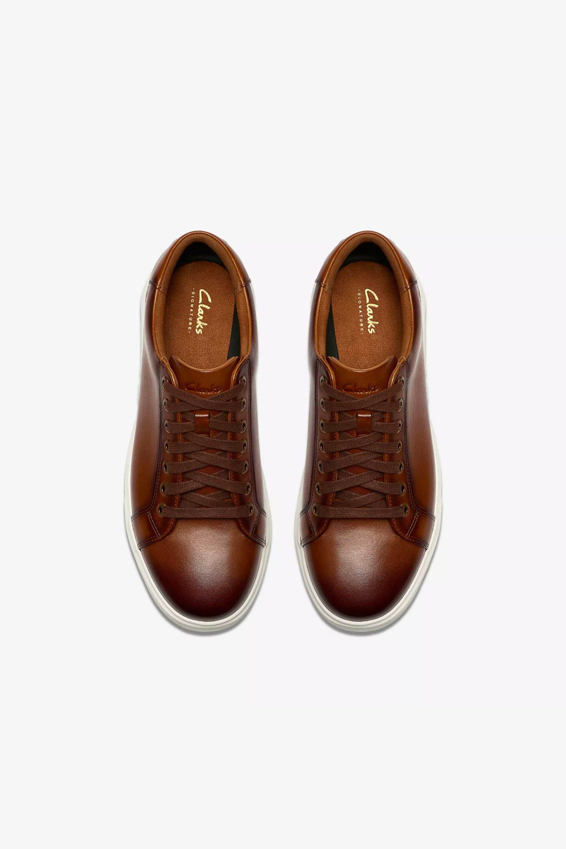 Clarks Ανδρικά Δερμάτινα Sneakers Goswell Tie - 26186561 Ταμπά
