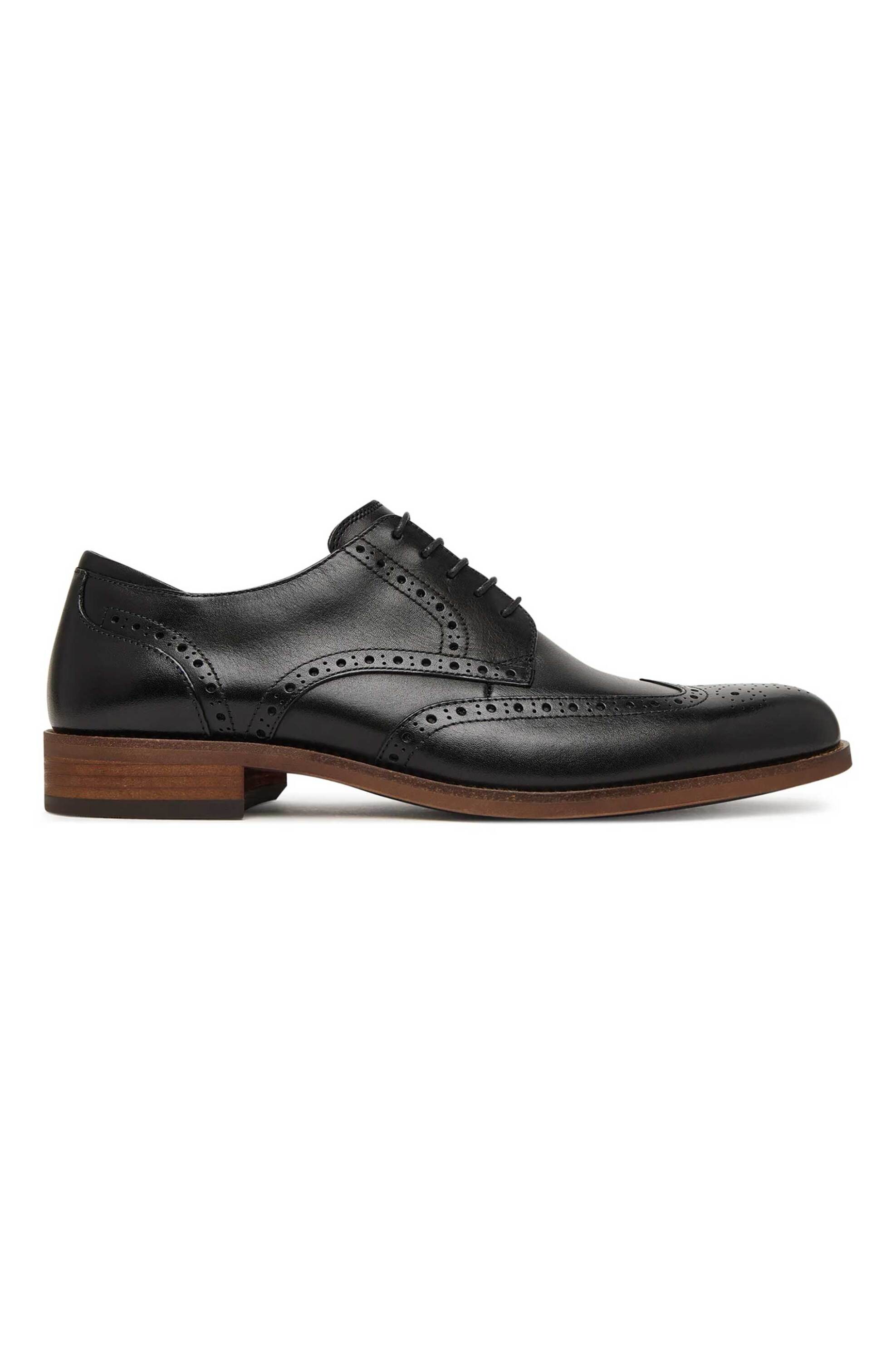 Clarks ανδρικά δερμάτινα παπούτσια Oxford "Craft Remi Tip" - 26186390 Μαύρο
