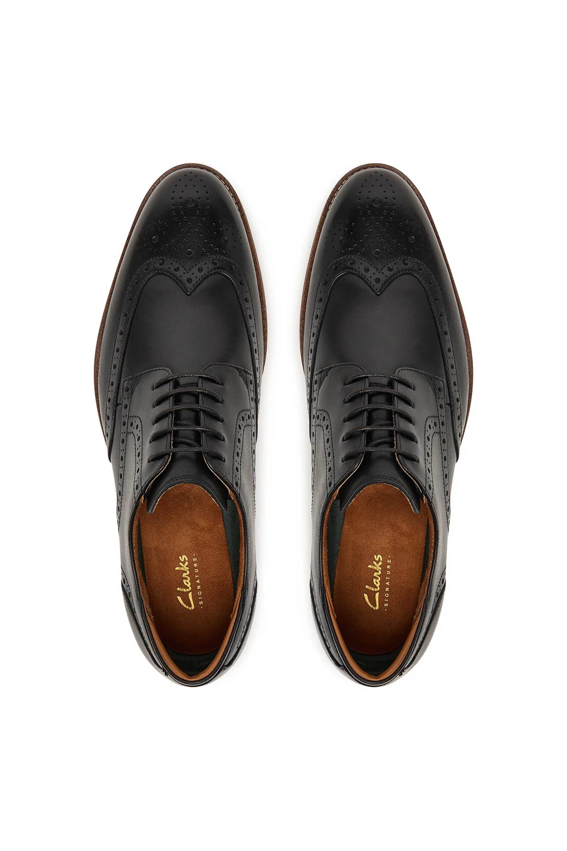 Clarks Ανδρικά Δερμάτινα Παπούτσια Oxford Craft Remi Tip - 26186390 Μαύρο