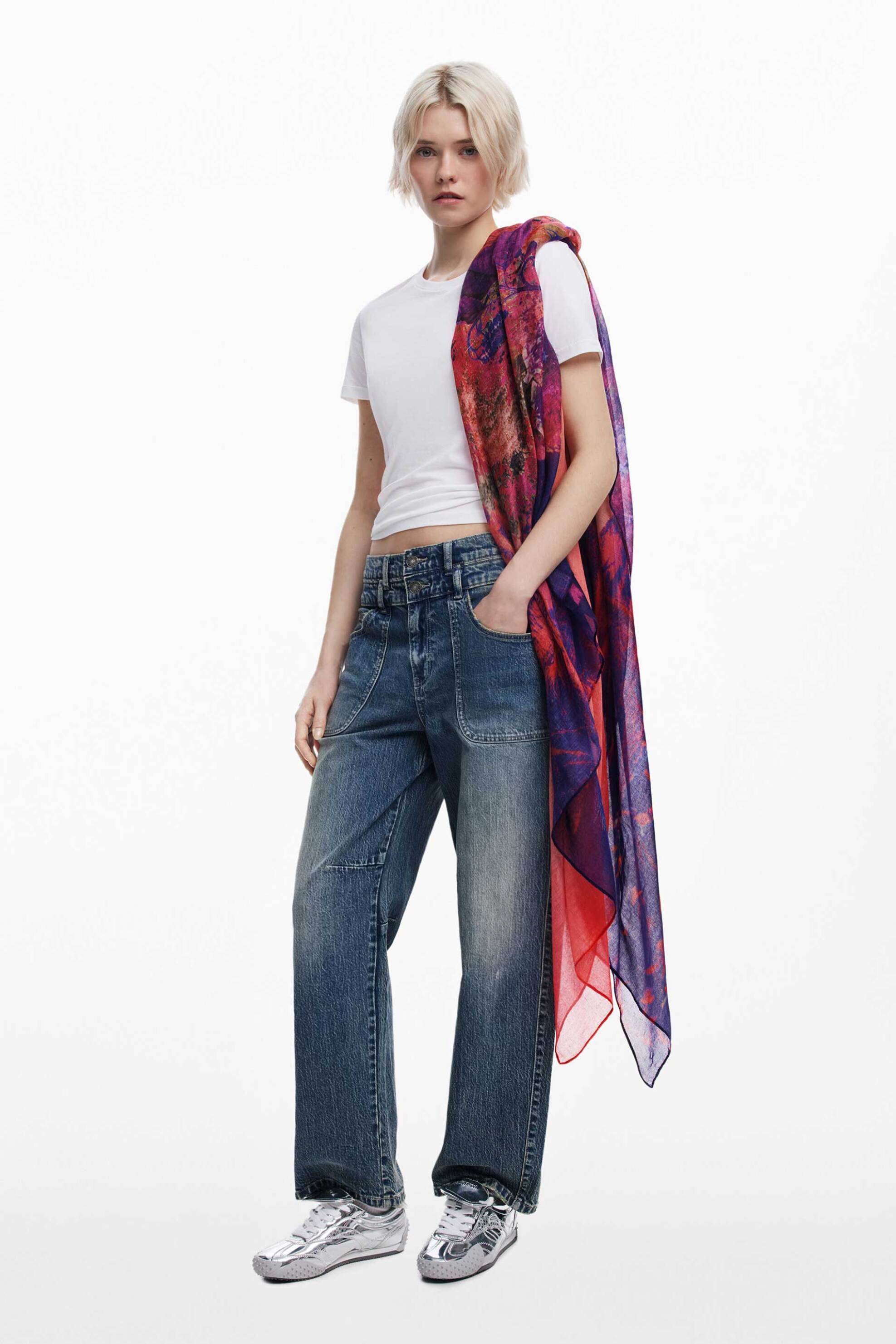 DESIGUAL Desigual γυναικείο φουλάρι με all-over print "Bali Lacroix" - 25SAWA45 Μοβ - 4