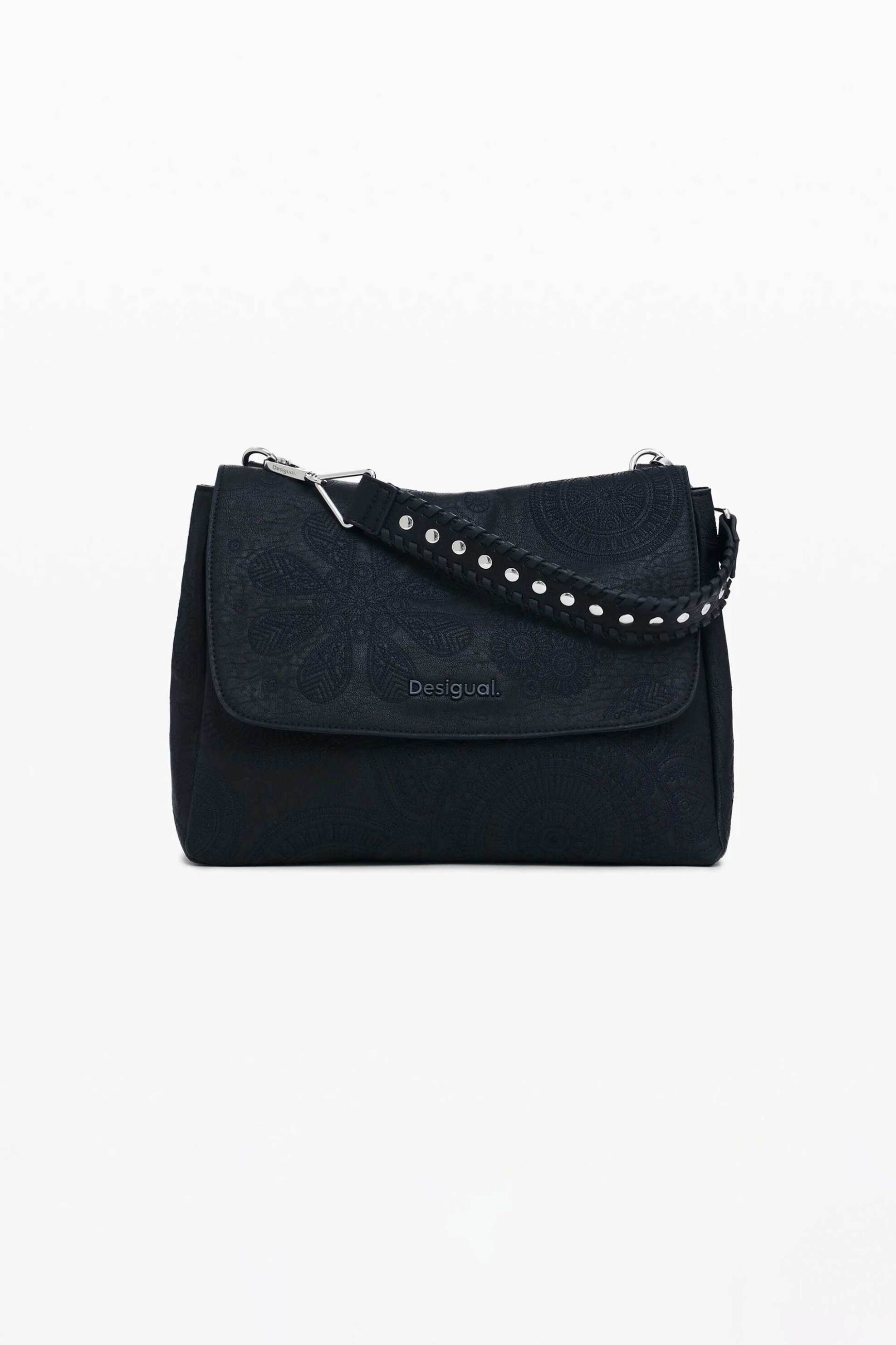 Desigual γυναικεία τσάντα crossbody με ανάγλυφα σχέδια mandala - 25SAXPA8 Μαύρο