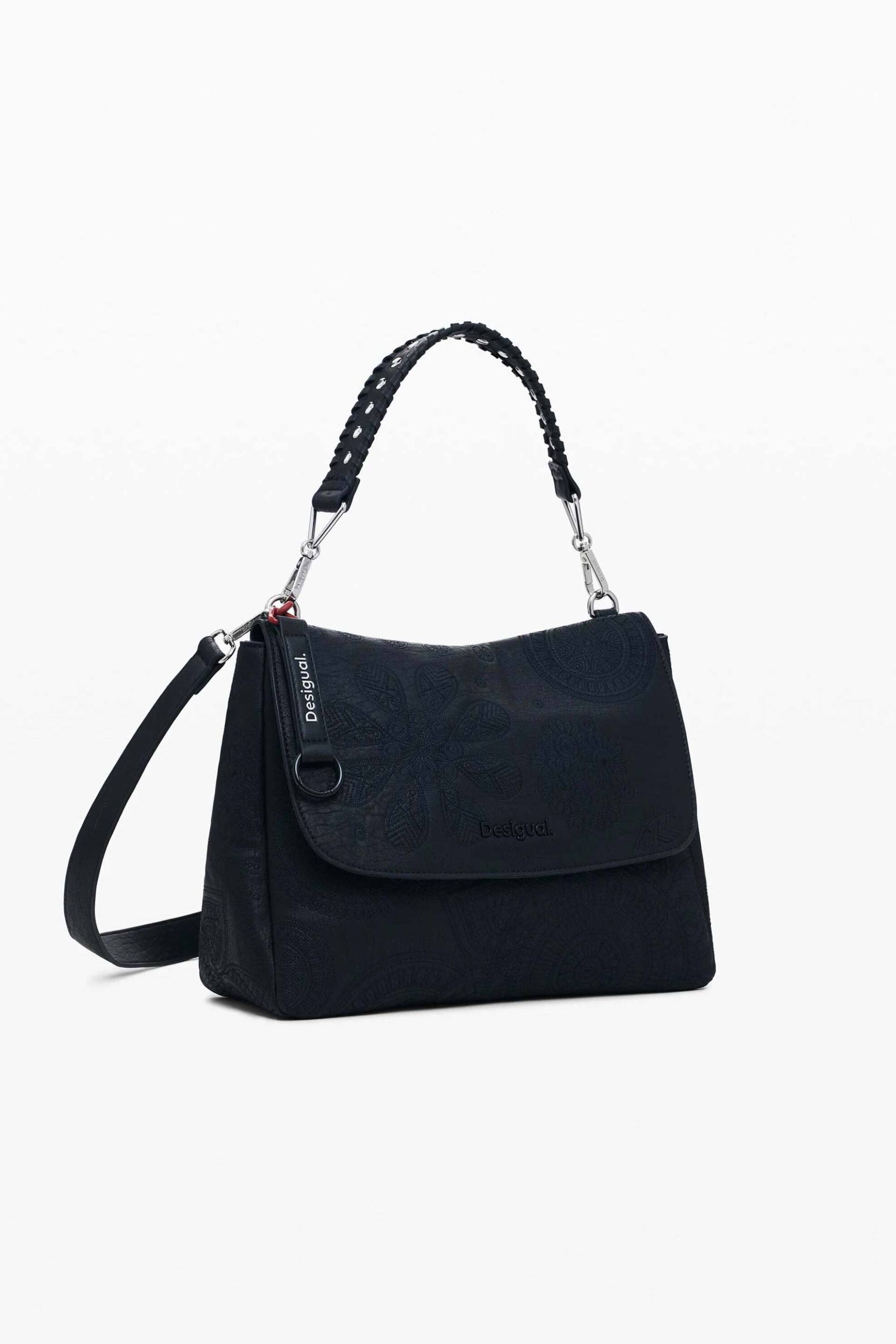 Desigual γυναικεία τσάντα crossbody με ανάγλυφα σχέδια mandala - 25SAXPA8 Μαύρο
