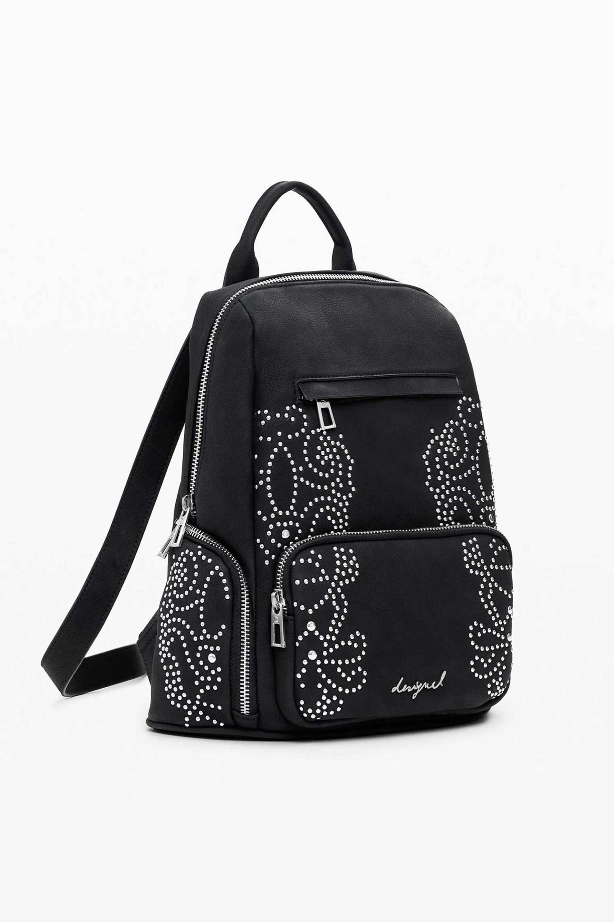 Desigual γυναικείο backpack με λογότυπο και τρουκς "Poker Face" - 25WAKP35 Μαύρο φωτογραφία