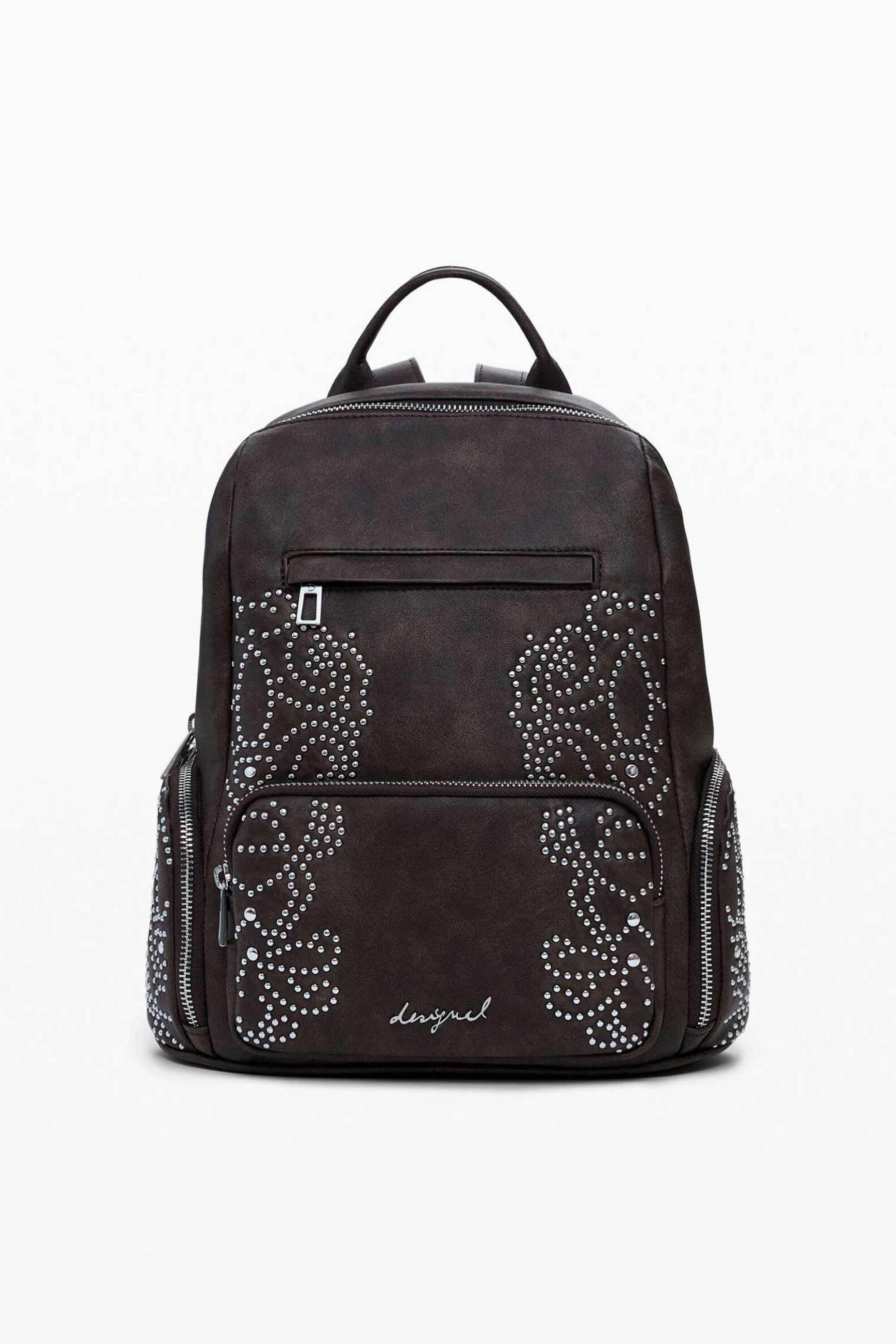 DESIGUAL Desigual γυναικείο backpack με λογότυπο και τρουκς "Poker Face" - 25WAKP22 Καφέ Σκούρο