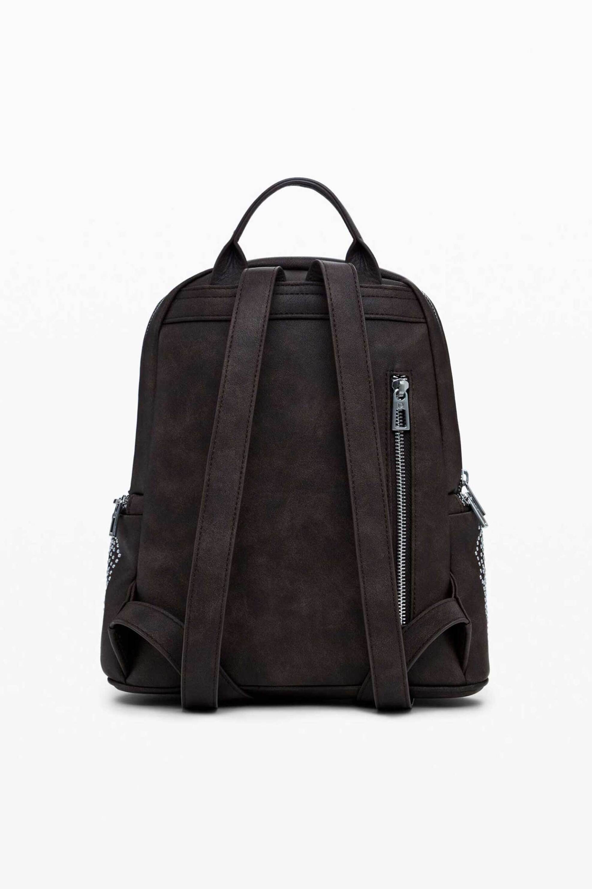 Desigual γυναικείο backpack με λογότυπο και τρουκς "Poker Face" - 25WAKP22 Καφέ Σκούρο φωτογραφία