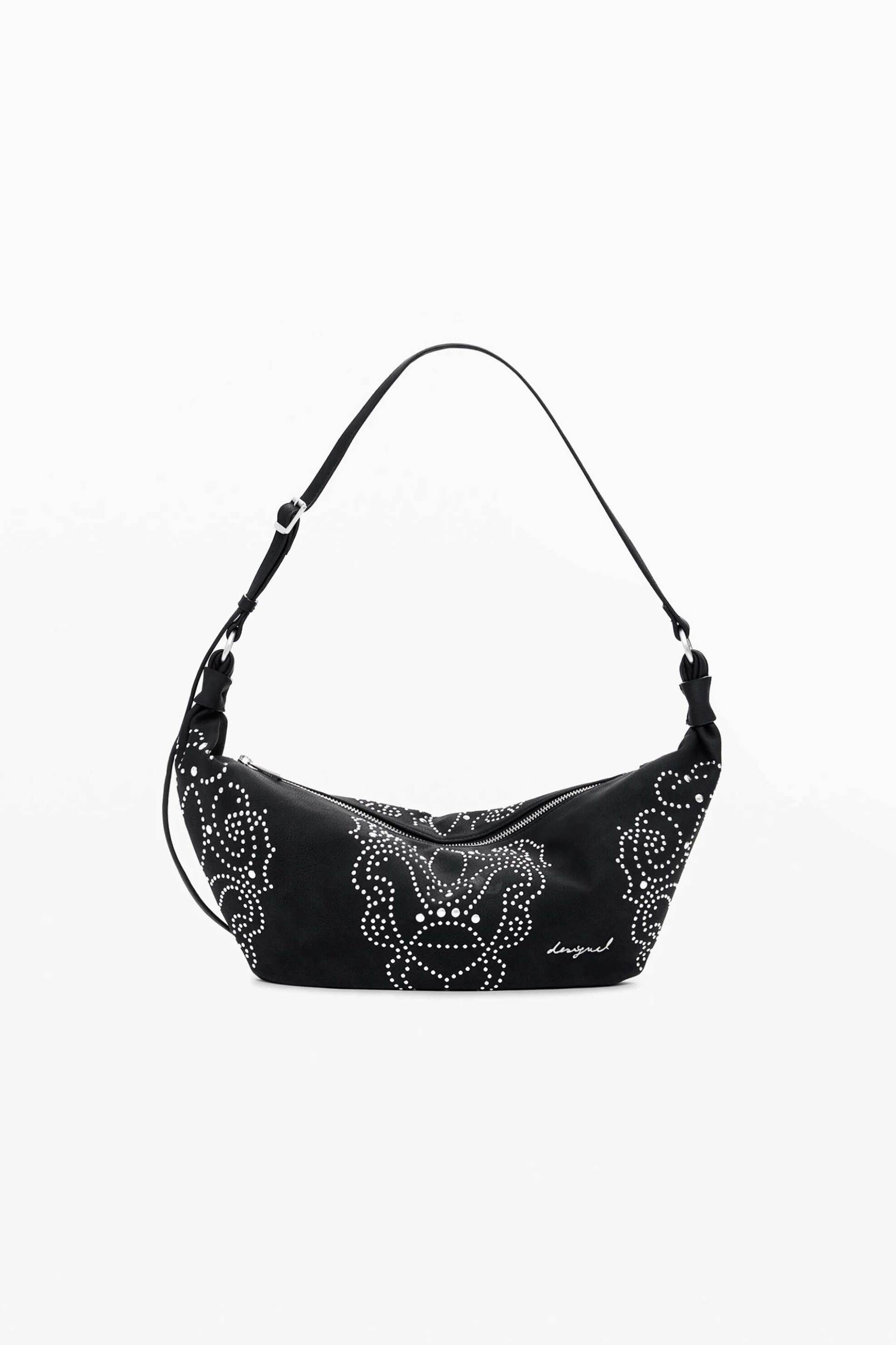 Desigual γυναικεία τσάντα χειρός με λογότυπο και τρουκς "Poker Face" - 25WAXPBG Μαύρο