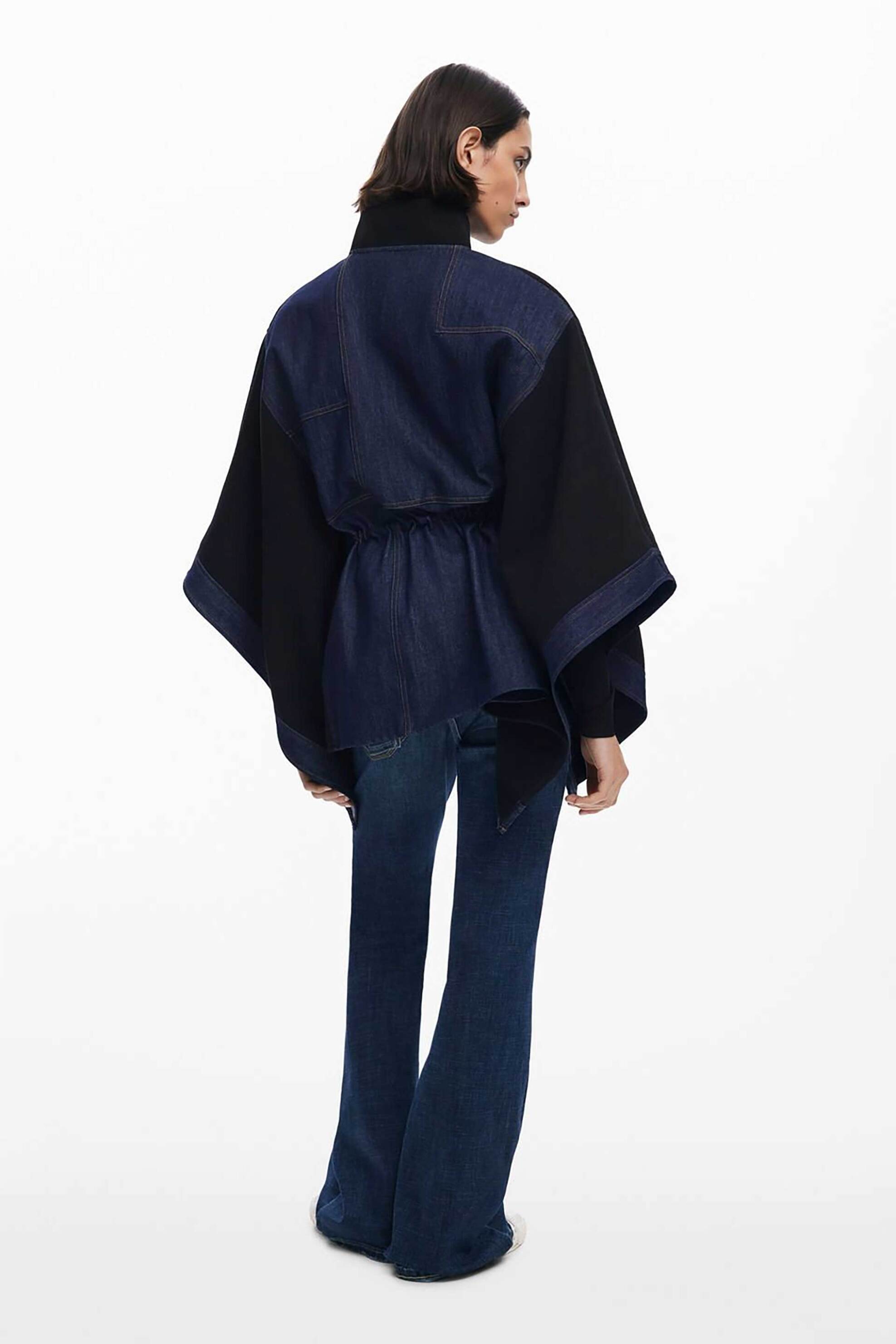 Desigual γυναικείο denim πόντσο με συνδυασμό υφασμάτων Regular Fit - 25WAIA15 Μαύρο φωτογραφία