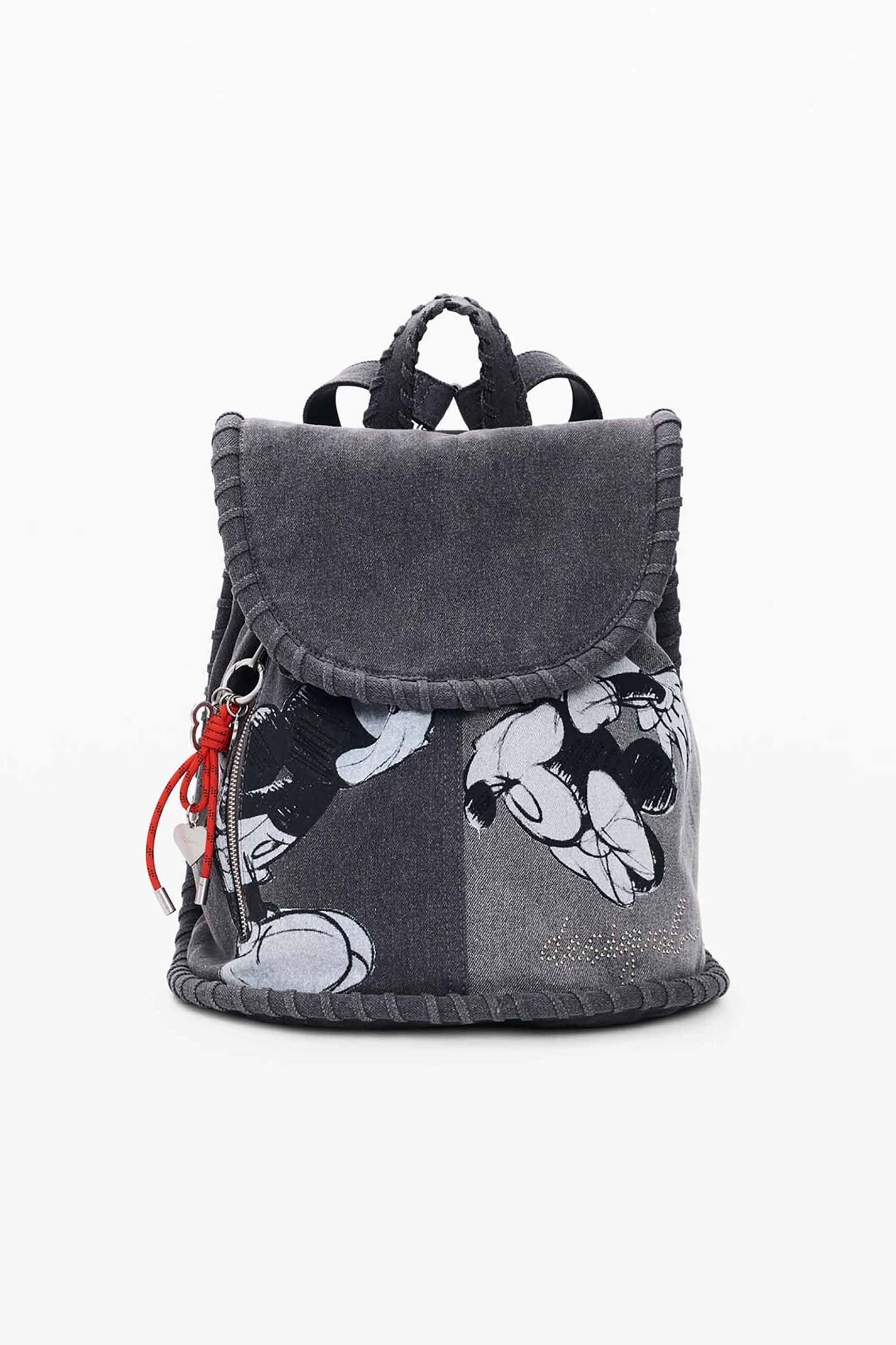 Desigual γυναικείο denim backpack με print "Mickey Mouse™" - 26SAKD01 Γκρι