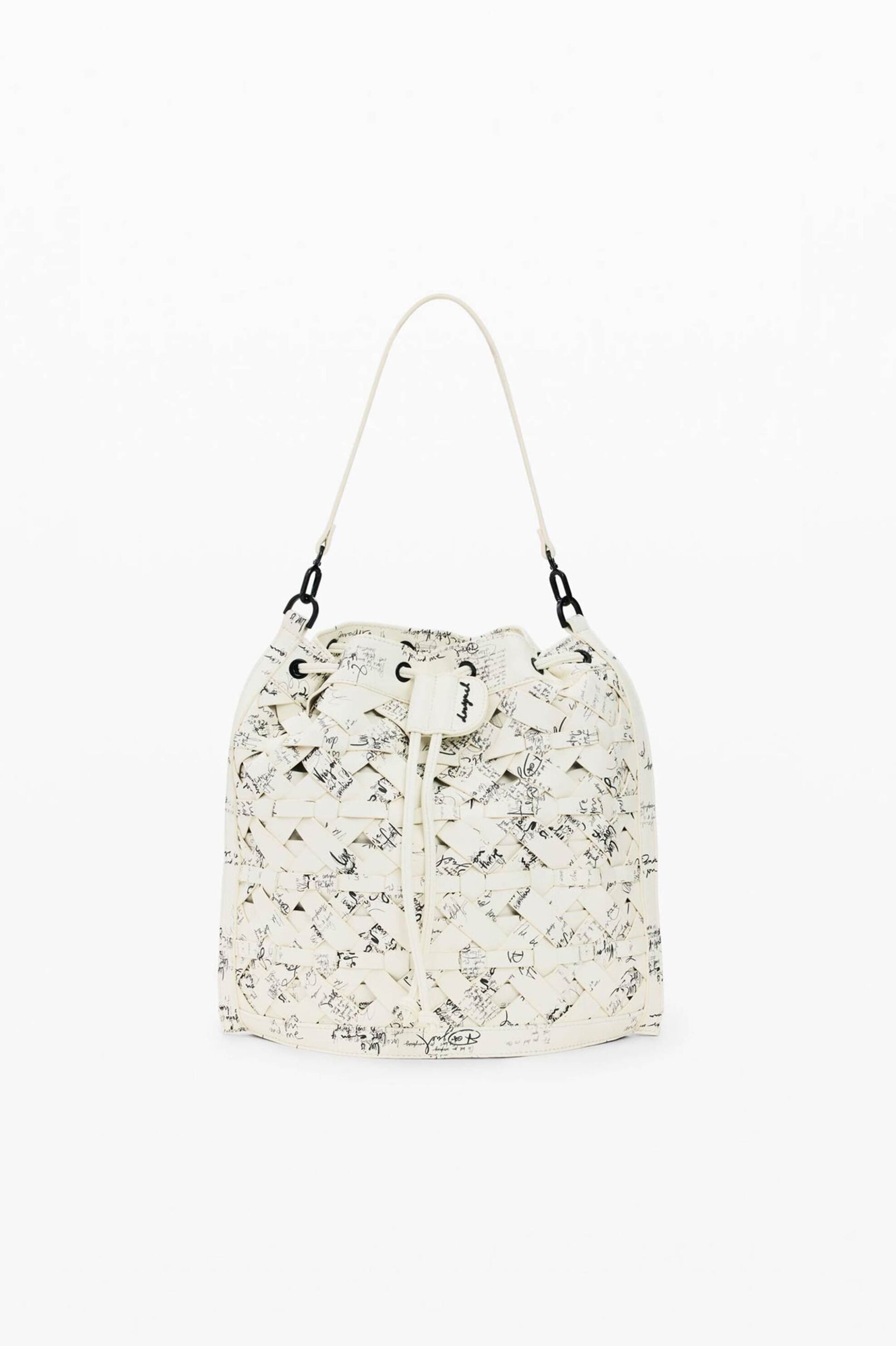 Desigual γυναικείο backpack με lettering "Indio" - 26SAKP27 Ασπρόμαυρο