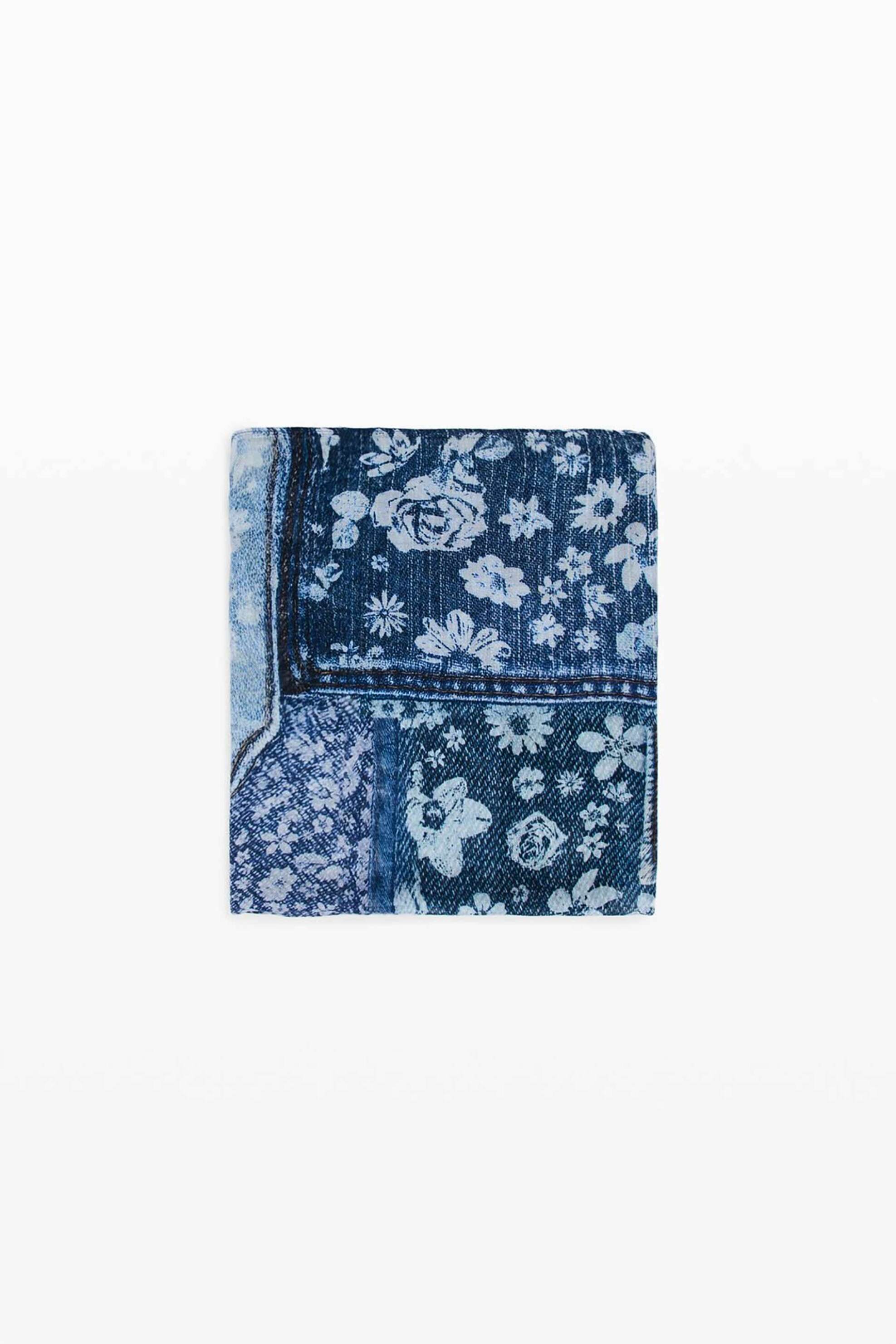 Desigual γυναικείο φουλάρι με εφέ denim και floral print "Maggi" - 26SAWA10 Denim Blue