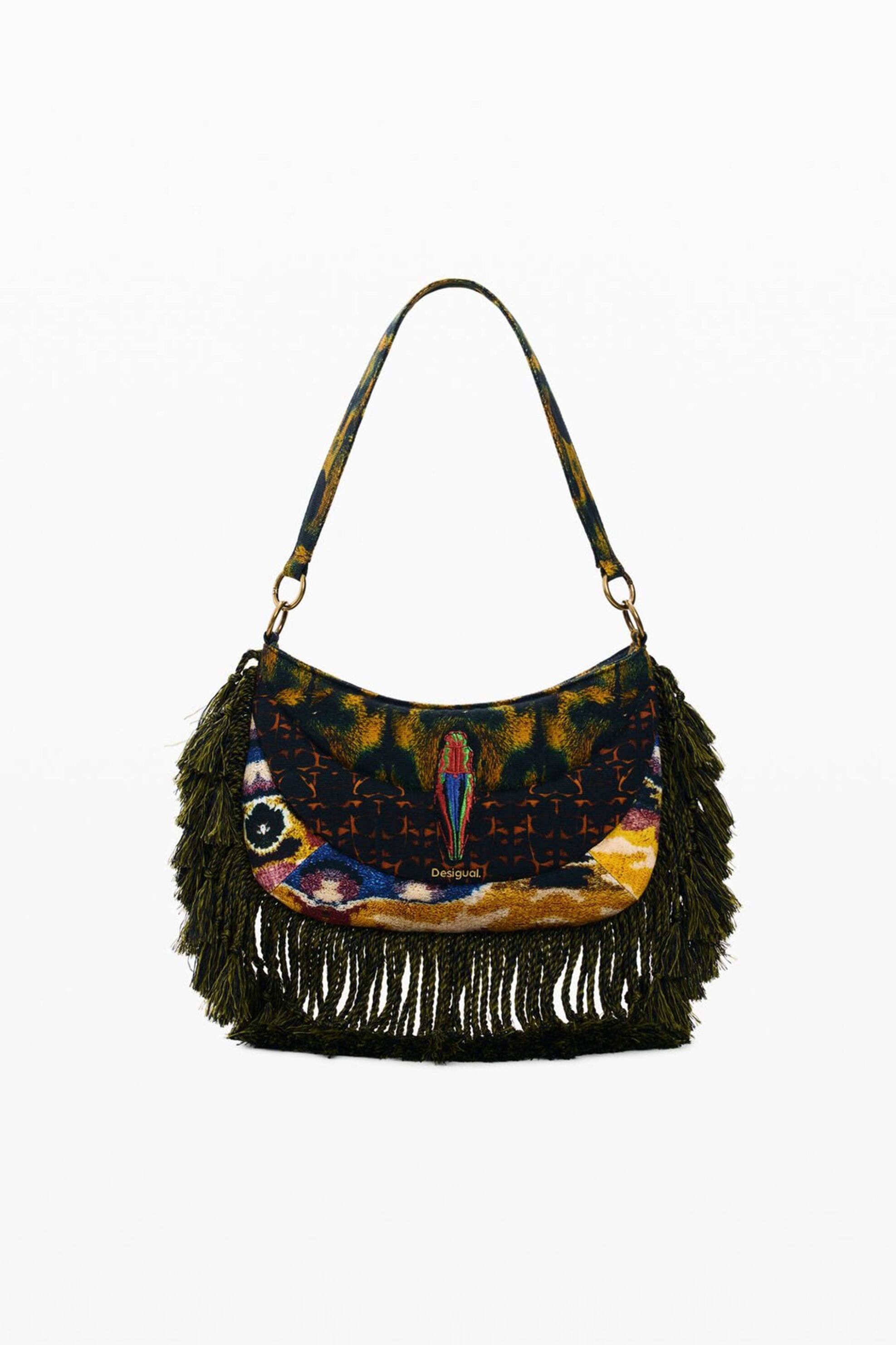 Desigual γυναικεία τσάντα ώμου με γεωμετρικά μοτίβα "Bug Jeper" by Christian Lacroix - 26SAXA47 Χακί