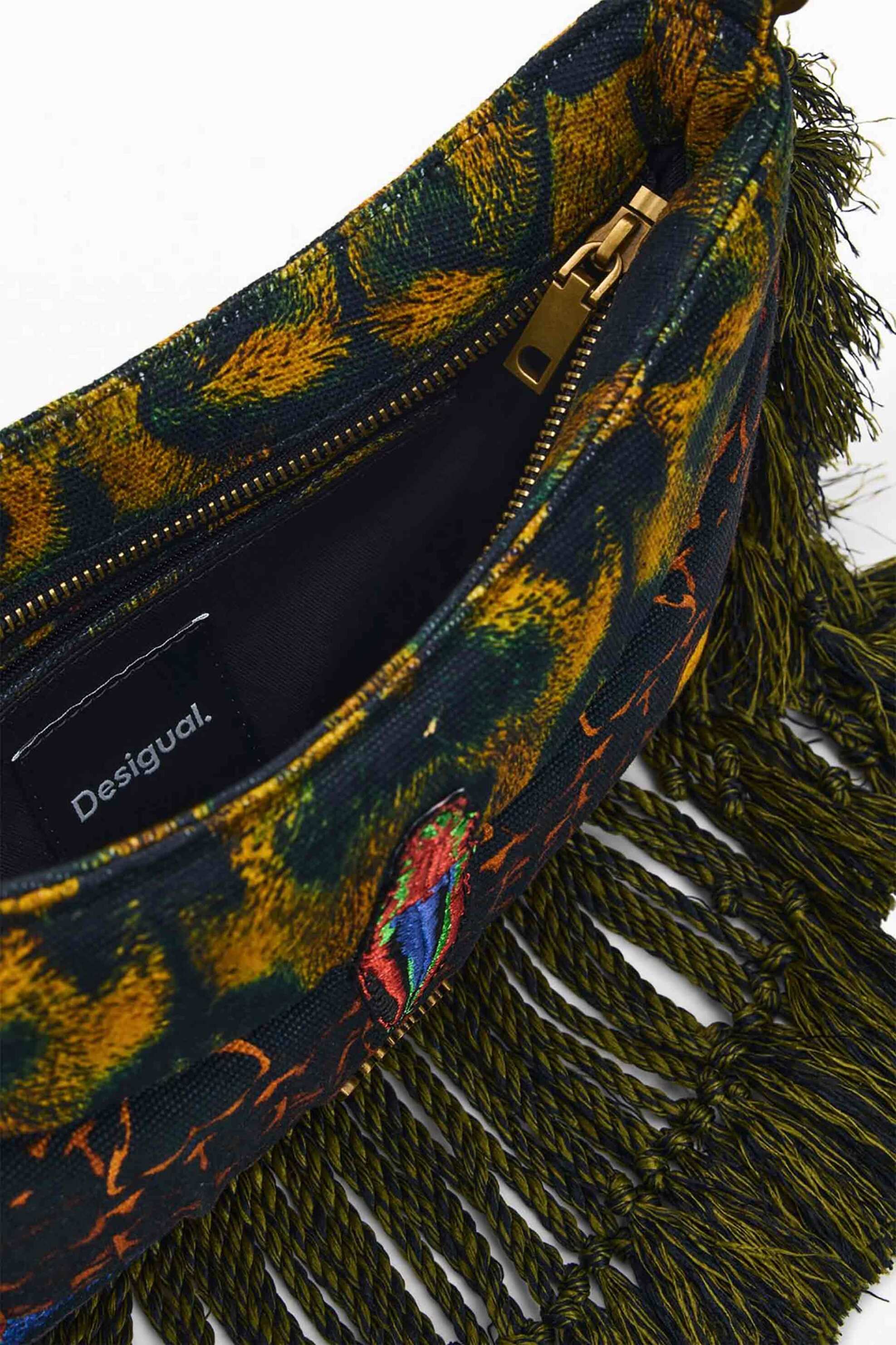 DESIGUAL Desigual γυναικεία τσάντα ώμου με γεωμετρικά μοτίβα "Bug Jeper" by Christian Lacroix - 26SAXA47 Χακί - 3