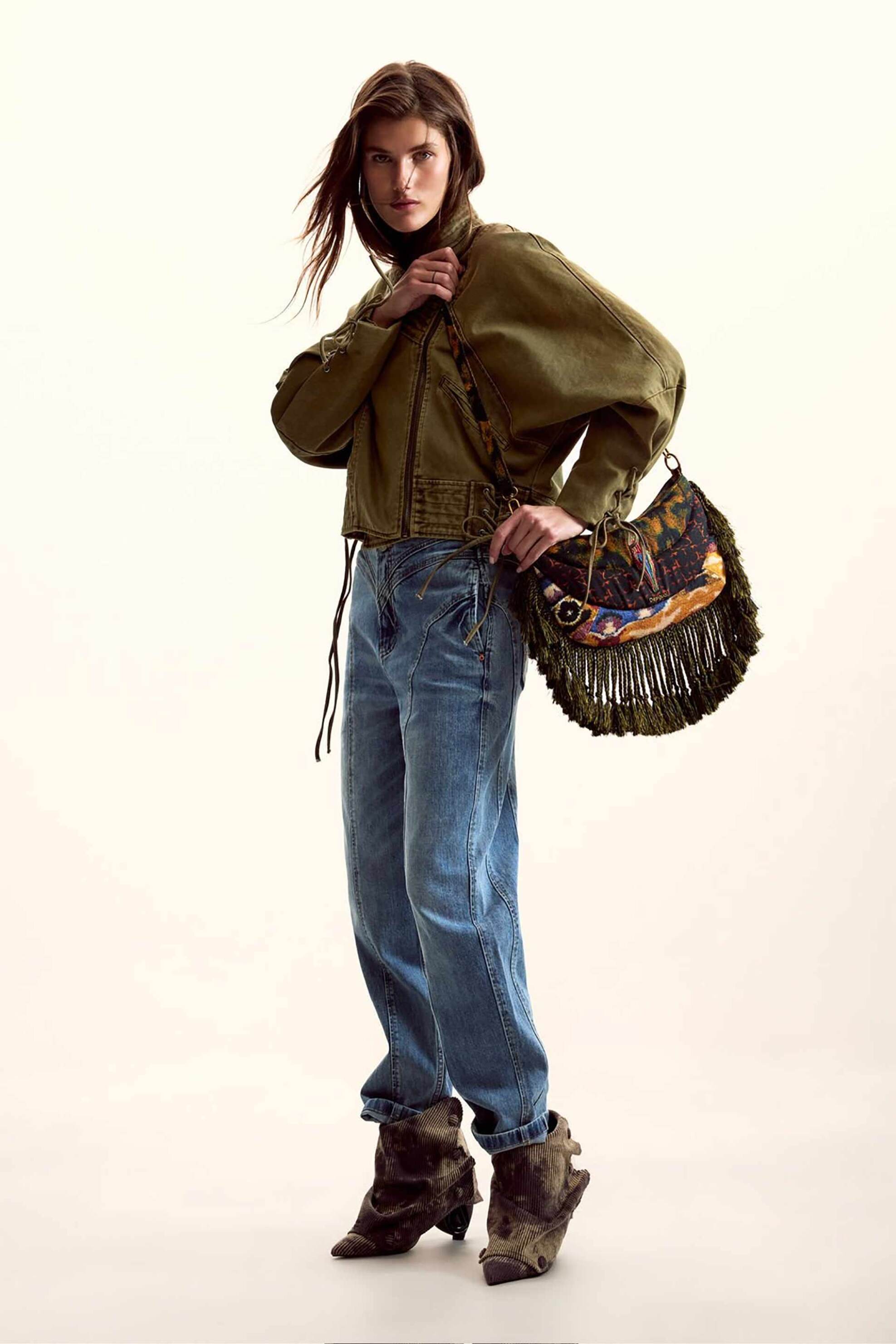 Desigual Γυναικεία Τσάντα Ώμου με Γεωμετρικά Μοτίβα Bug Jeper By Christian Lacroix - 26Saxa47 Χακί