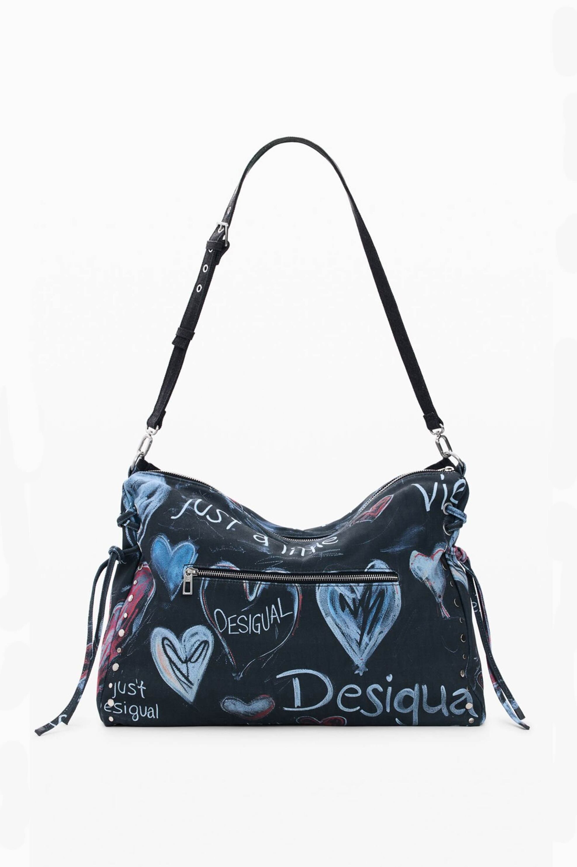 Desigual γυναικεία τσάντα ώμου με lettering και σχέδια 
