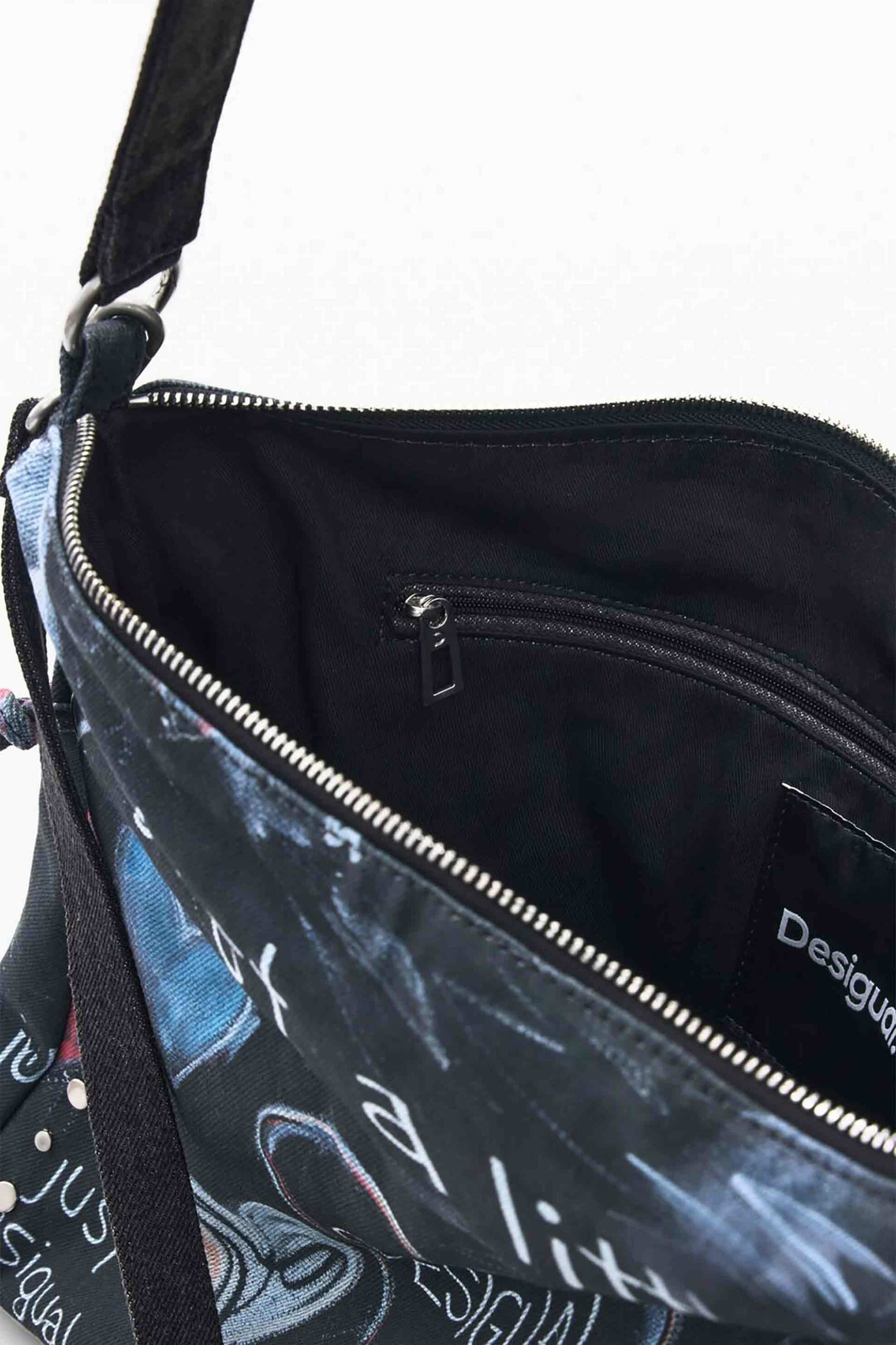 DESIGUAL Desigual γυναικεία τσάντα ώμου με lettering και σχέδια "Stacatto" - 26SAXA56 Σκούρο Μπλε - 3