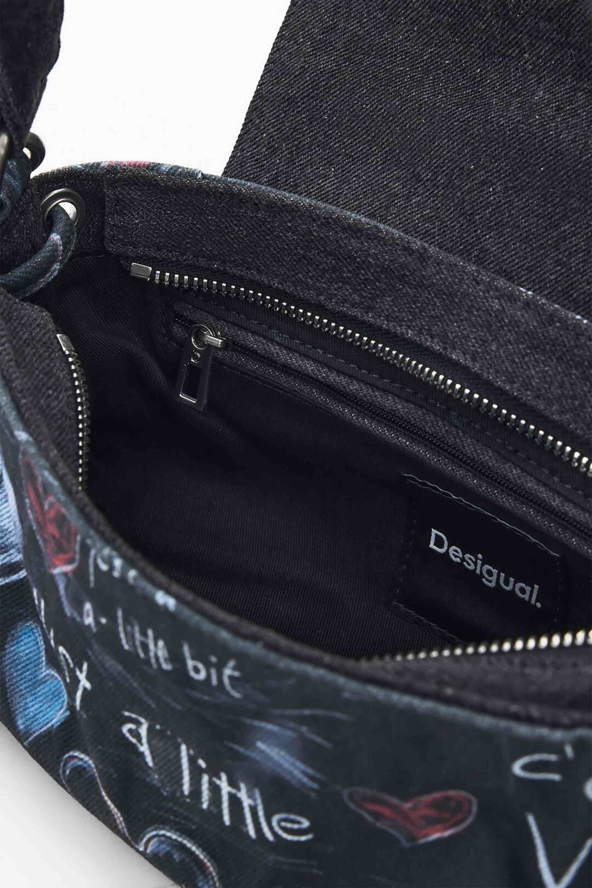DESIGUAL Desigual γυναικεία τσάντα ώμου με lettering και σχέδια "Stacatto" - 26SAXA57 Σκούρο Μπλε - 3