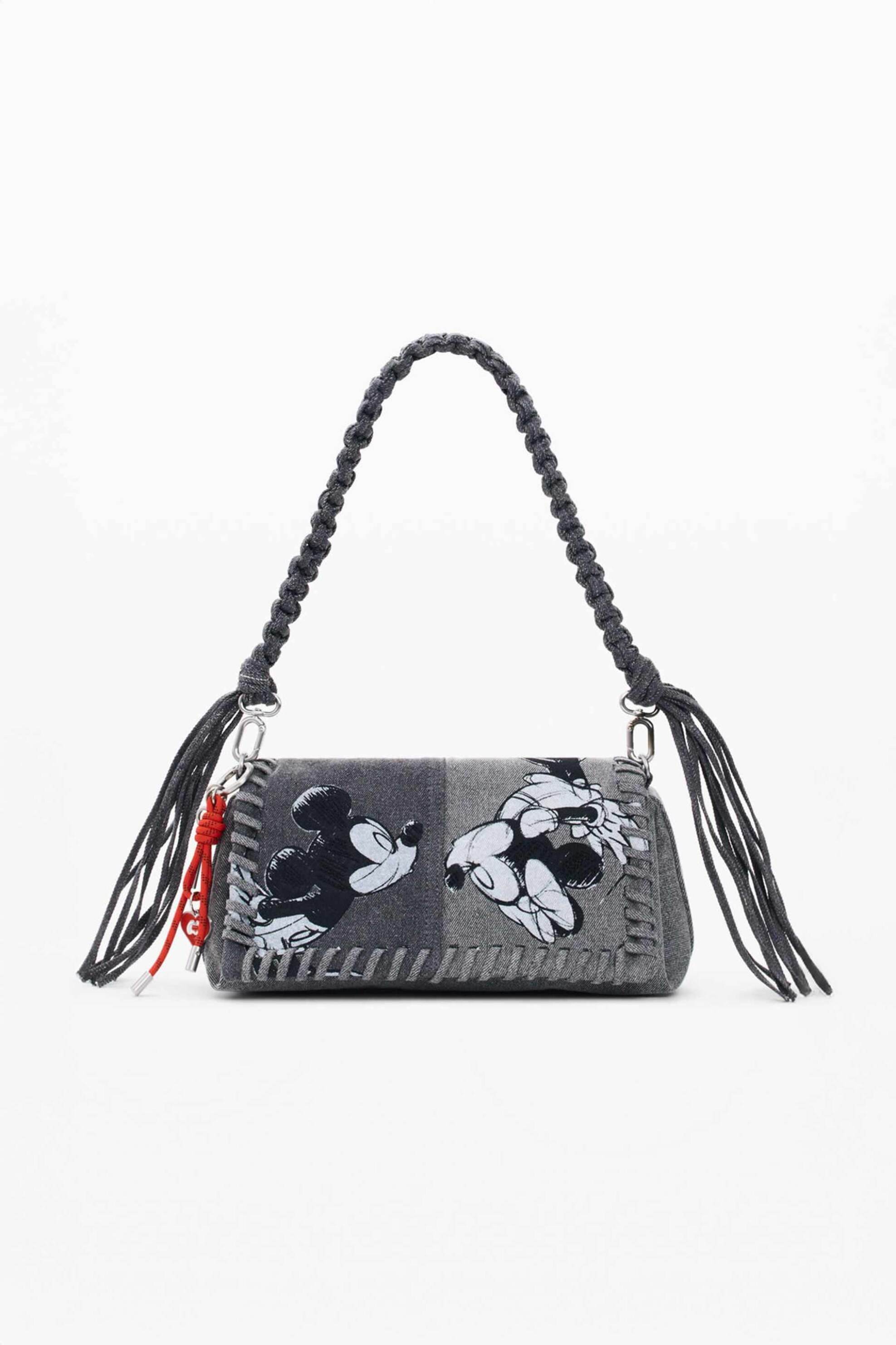 Desigual γυναικεία τσάντα ώμου denim με print "Mickey Mouse™" - 26SAXD18 Γκρι