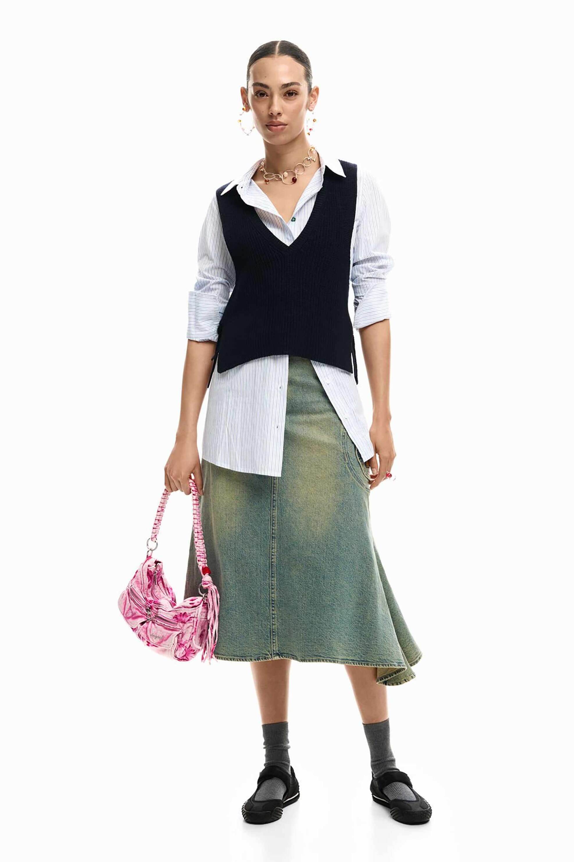 Desigual Γυναικεία Τσάντα Ώμου Denim Margaritas - 26Saxd29 Ροζ