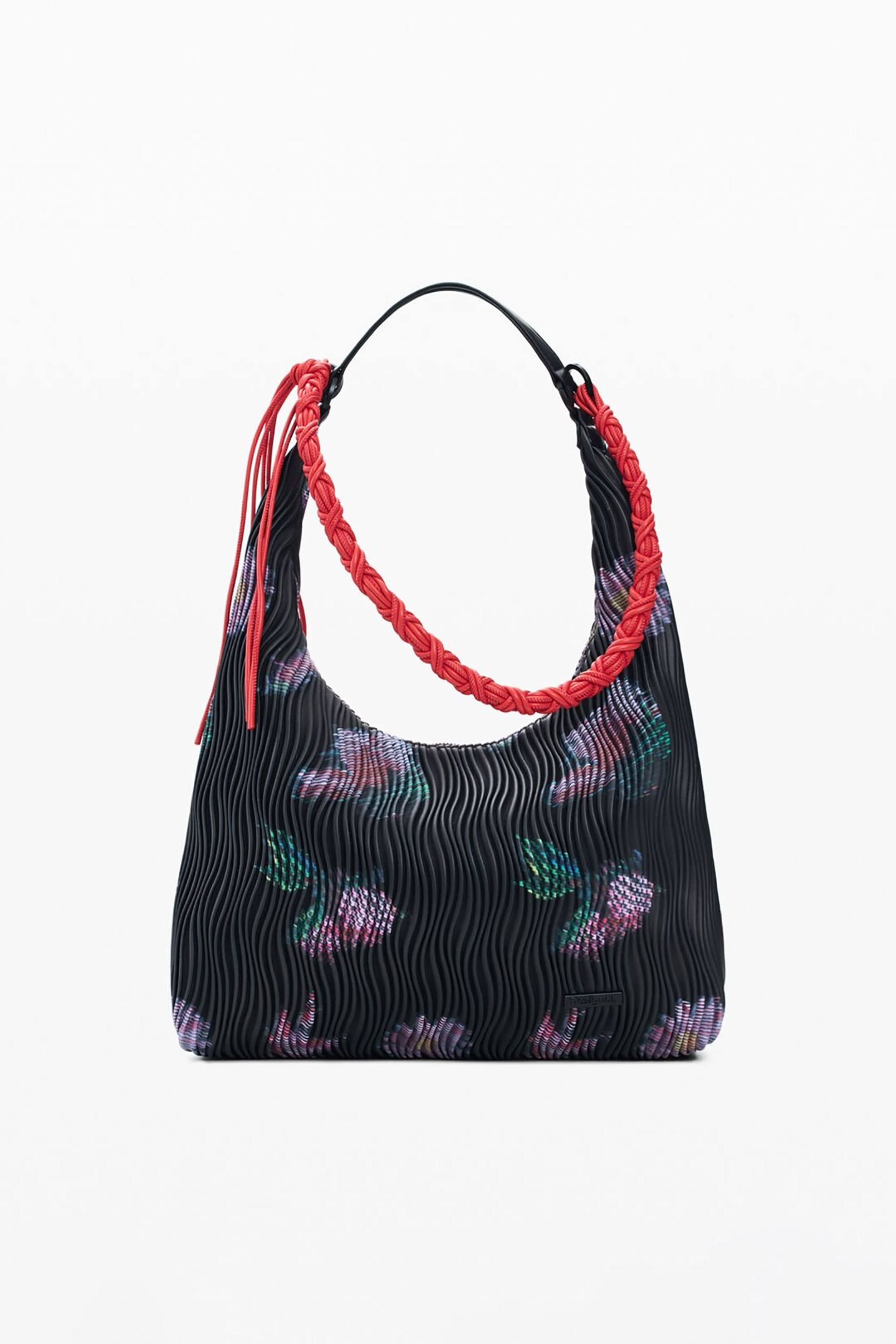 Desigual γυναικεία τσάντα ώμου με δερμάτινη όψη και ανάγλυφη υφή "Samara" - 26SAXP57 Μαύρο