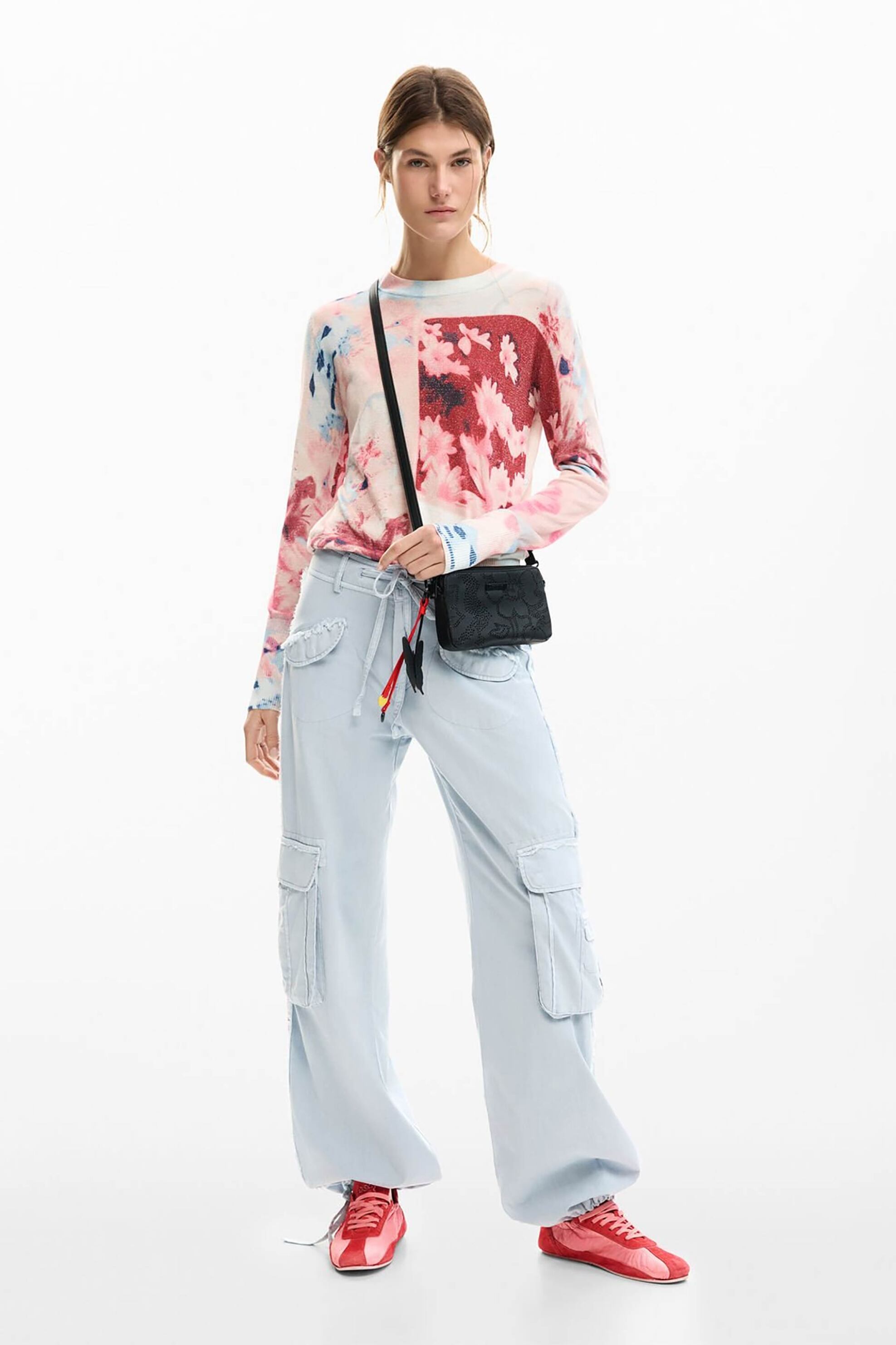 Desigual Γυναικεία Τσάντα Crossbody με Διάτρητο Σχέδιο Paladio - 26Sayp06 Μαύρο