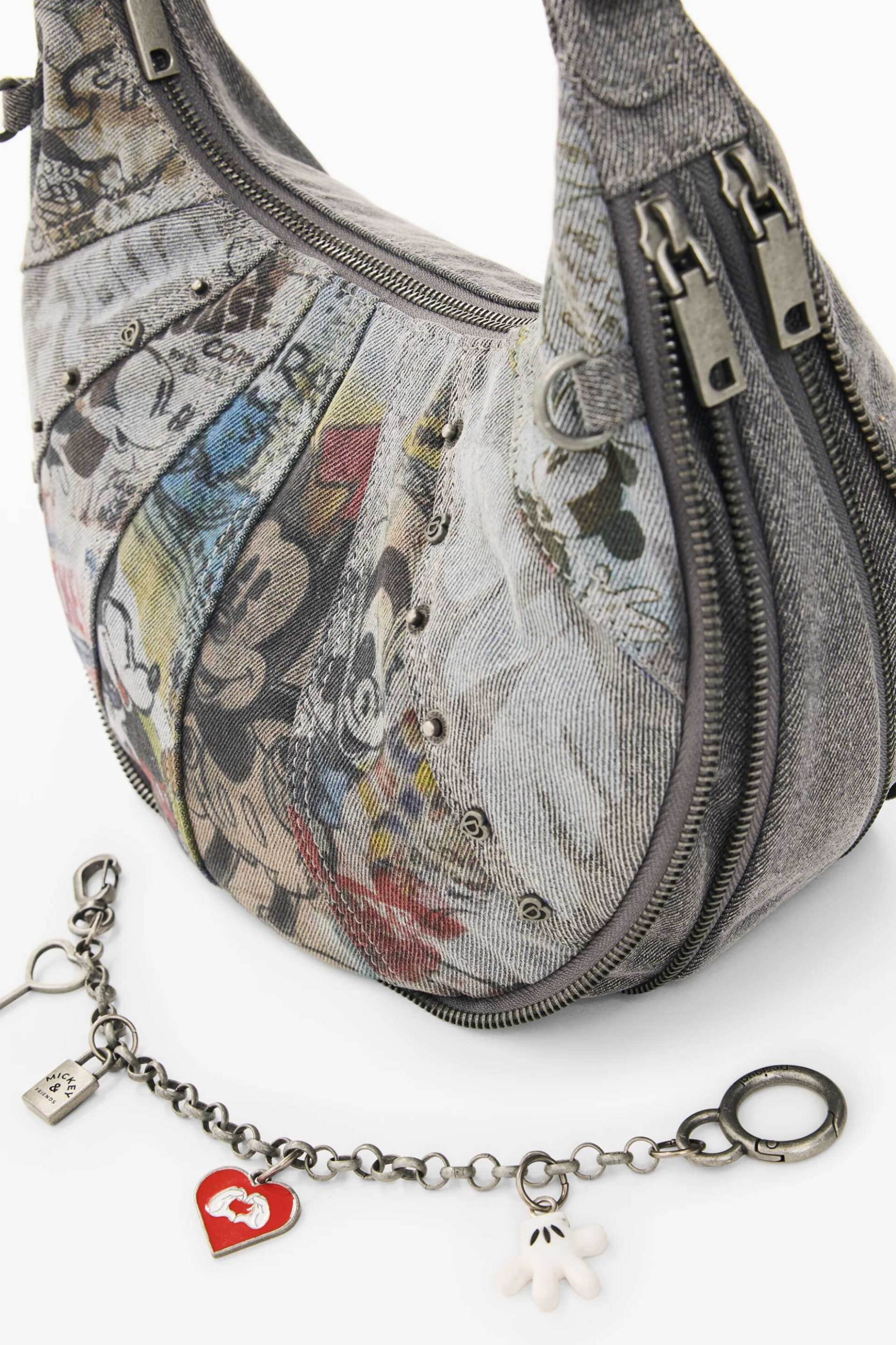 DESIGUAL Desigual γυναικεία denim τσάντα ώμου "Mickey™" (Medium) - 26WAXD22 Γκρι Ανοιχτό - 4