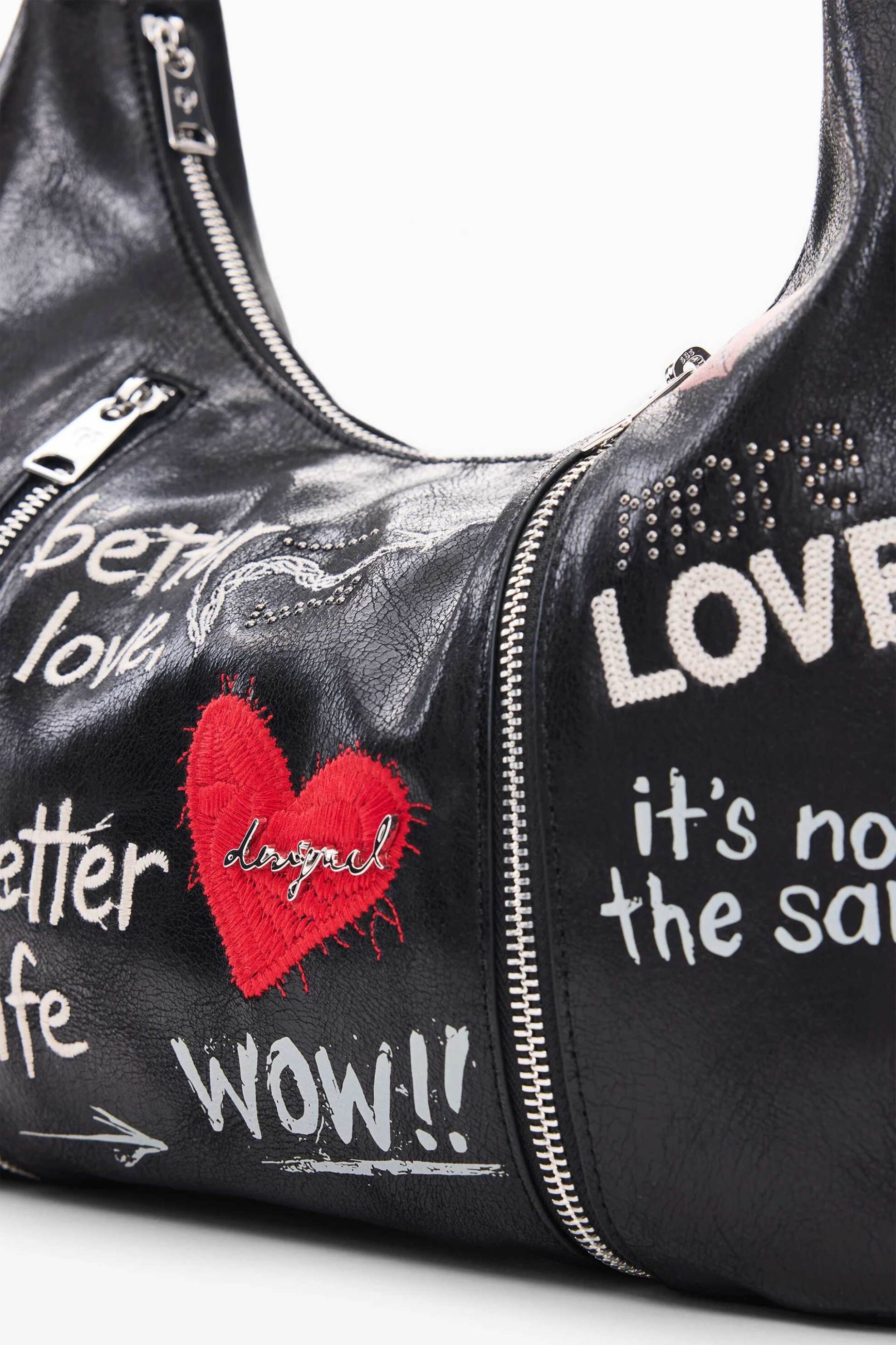 DESIGUAL Desigual γυναικεία τσάντα ώμου "Wow" (Large) - 26WAXPA3 Μαύρο - 4