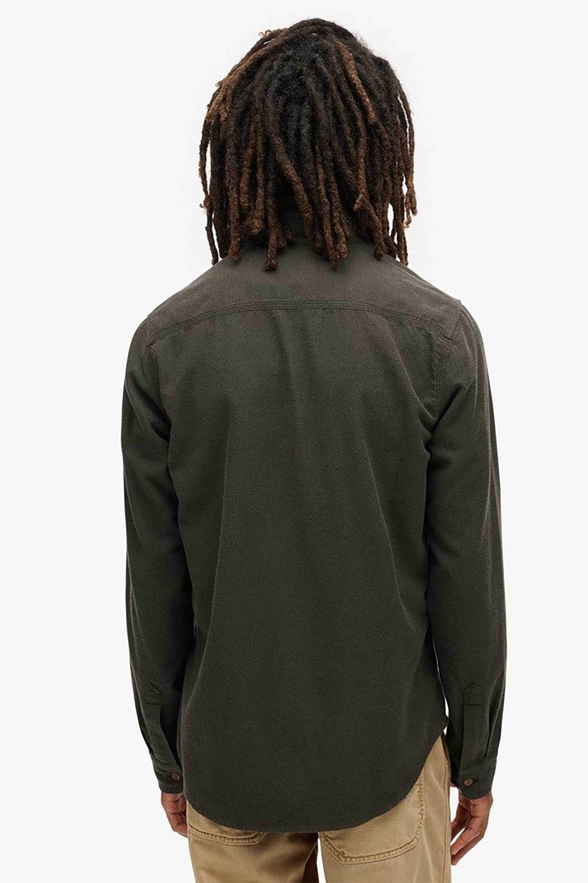 Superdry ανδρικό πουκάμισο με τσέπες και λογότυπο Relaxed Fit "Flannel Workwear" - M4010723A Χακί φωτογραφία