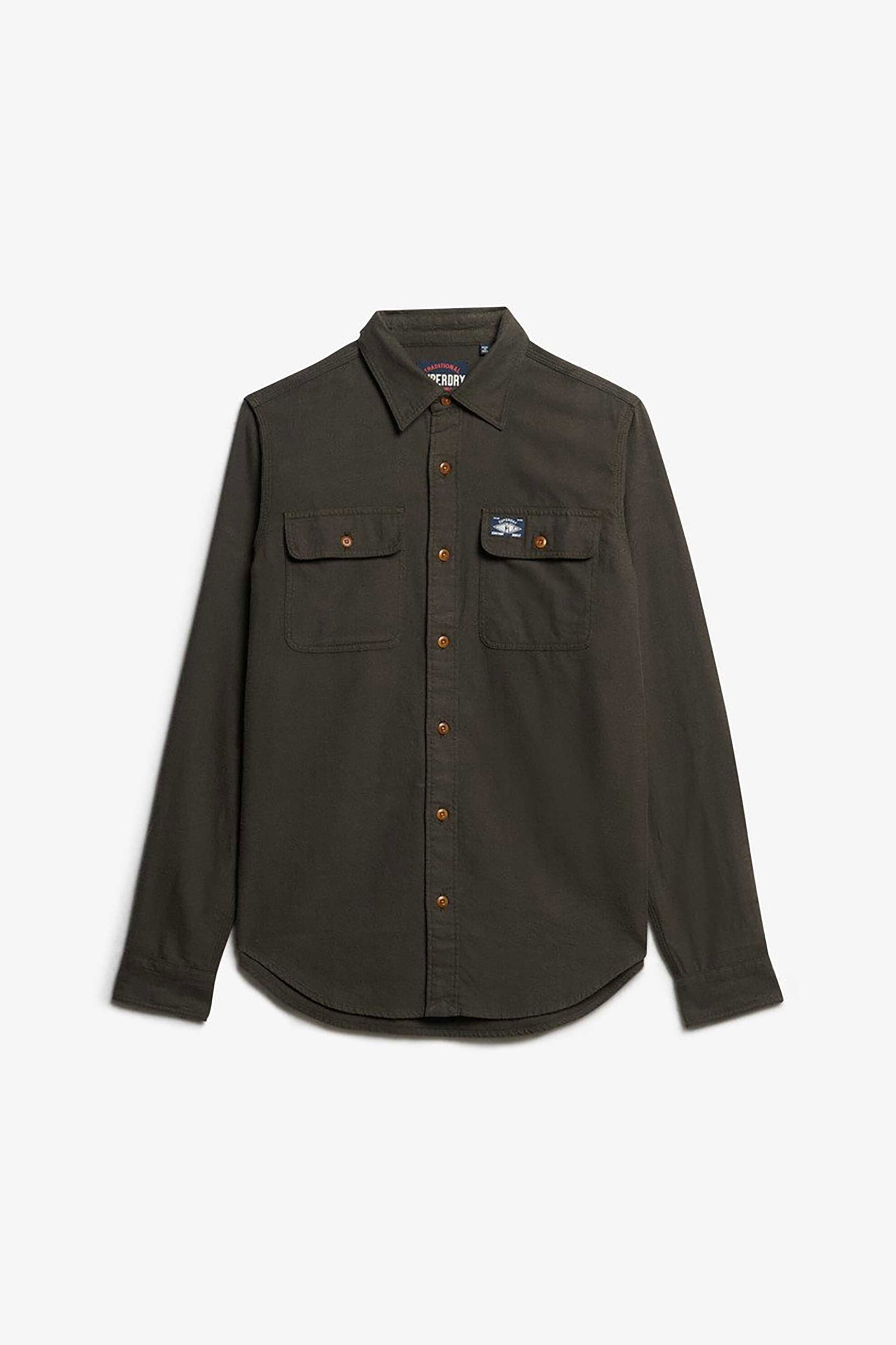 Superdry ανδρικό πουκάμισο με τσέπες και λογότυπο Relaxed Fit "Flannel Workwear" - M4010723A Χακί φωτογραφία