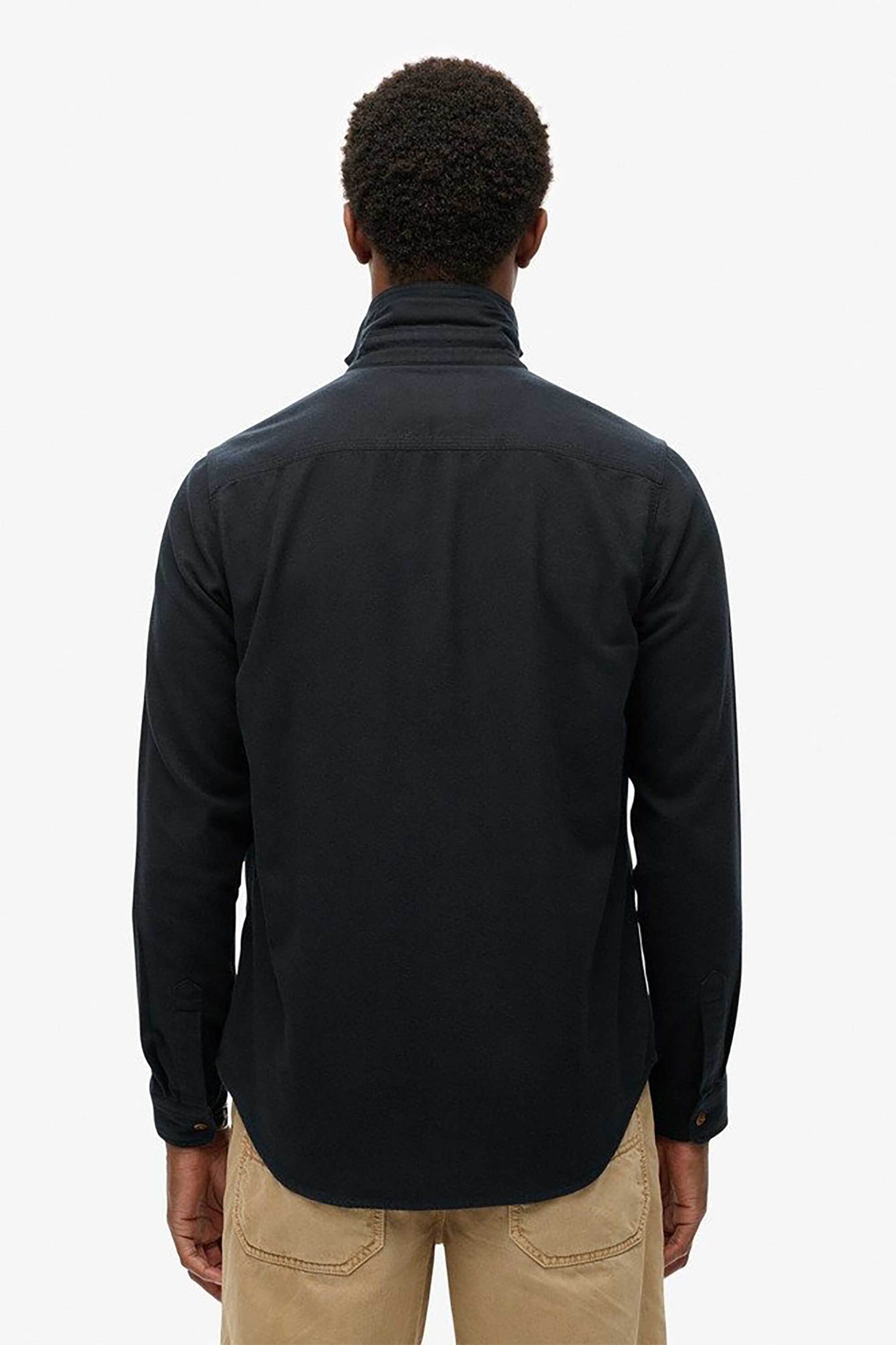 Superdry ανδρικό πουκάμισο με τσέπες και λογότυπο Relaxed Fit "Flannel Workwear" - M4010723A Μαύρο φωτογραφία