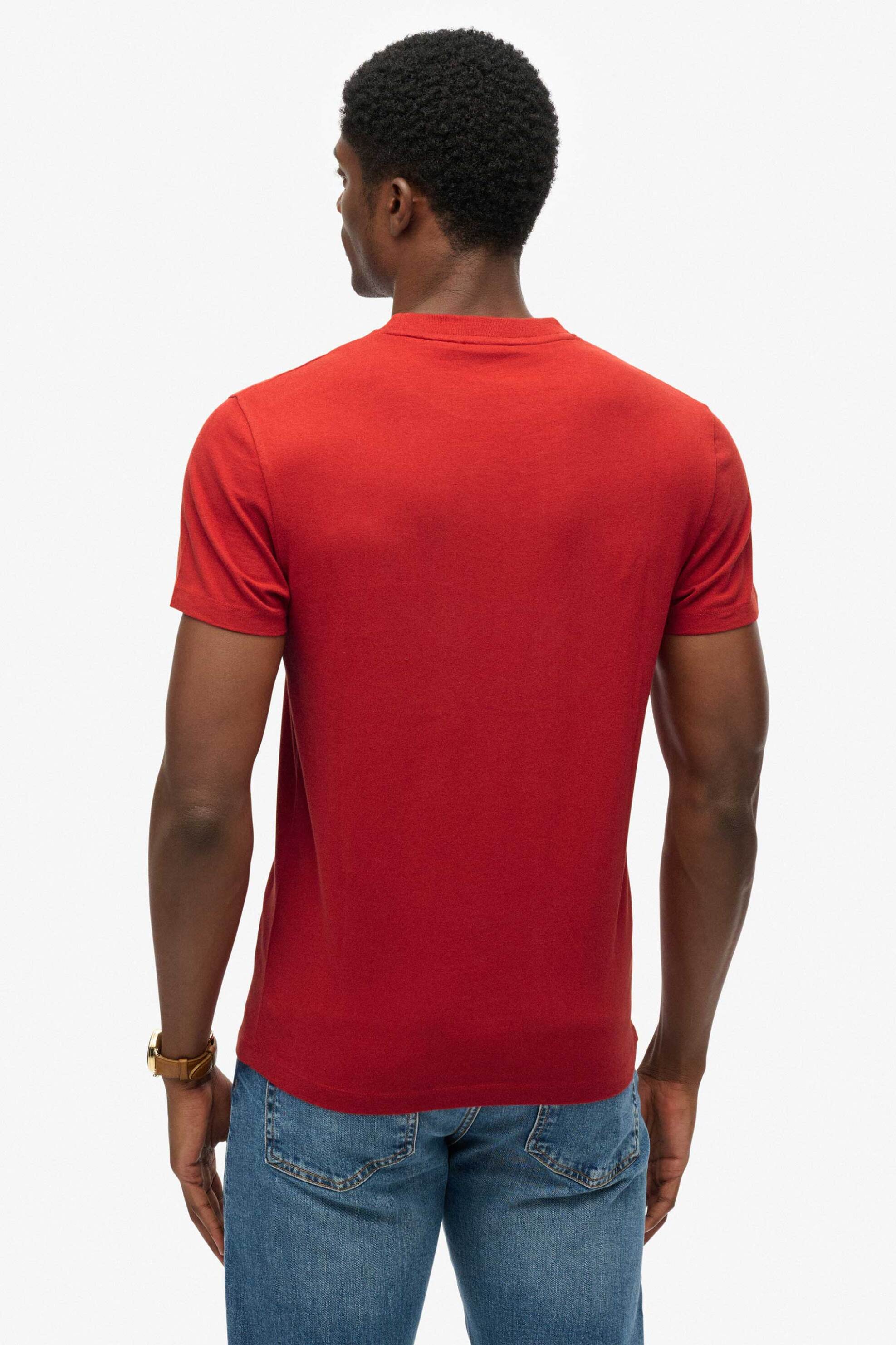 Superdry Ανδρικό T-Shirt με Κεντημένο Λογότυπο Slim Fit Essential - M1011245A Κόκκινο
