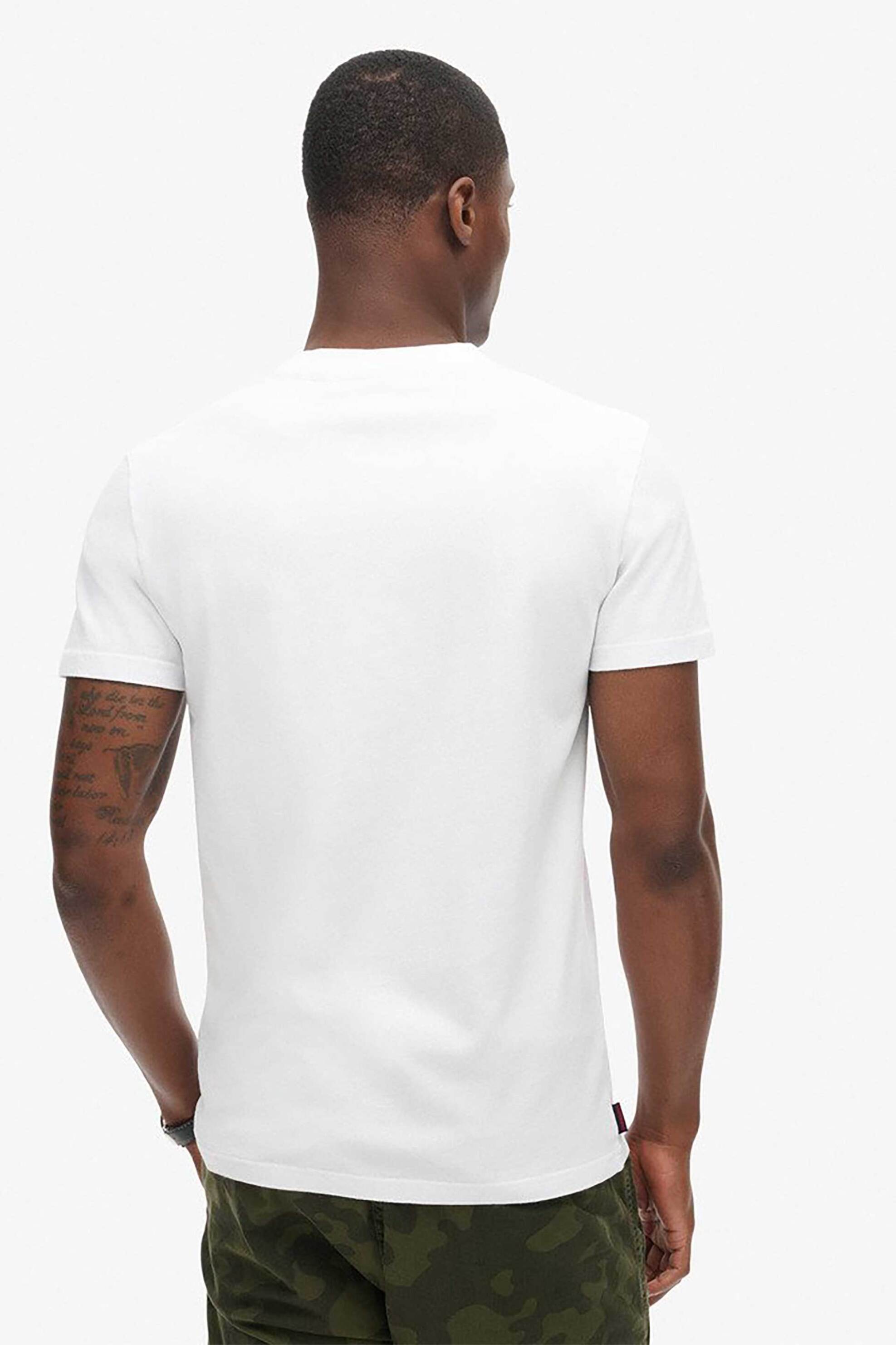 Superdry Ανδρικό T-Shirt με Κεντημένο Λογότυπο Slim Fit Essential Logo - M1011245A Λευκό Κόκκινο