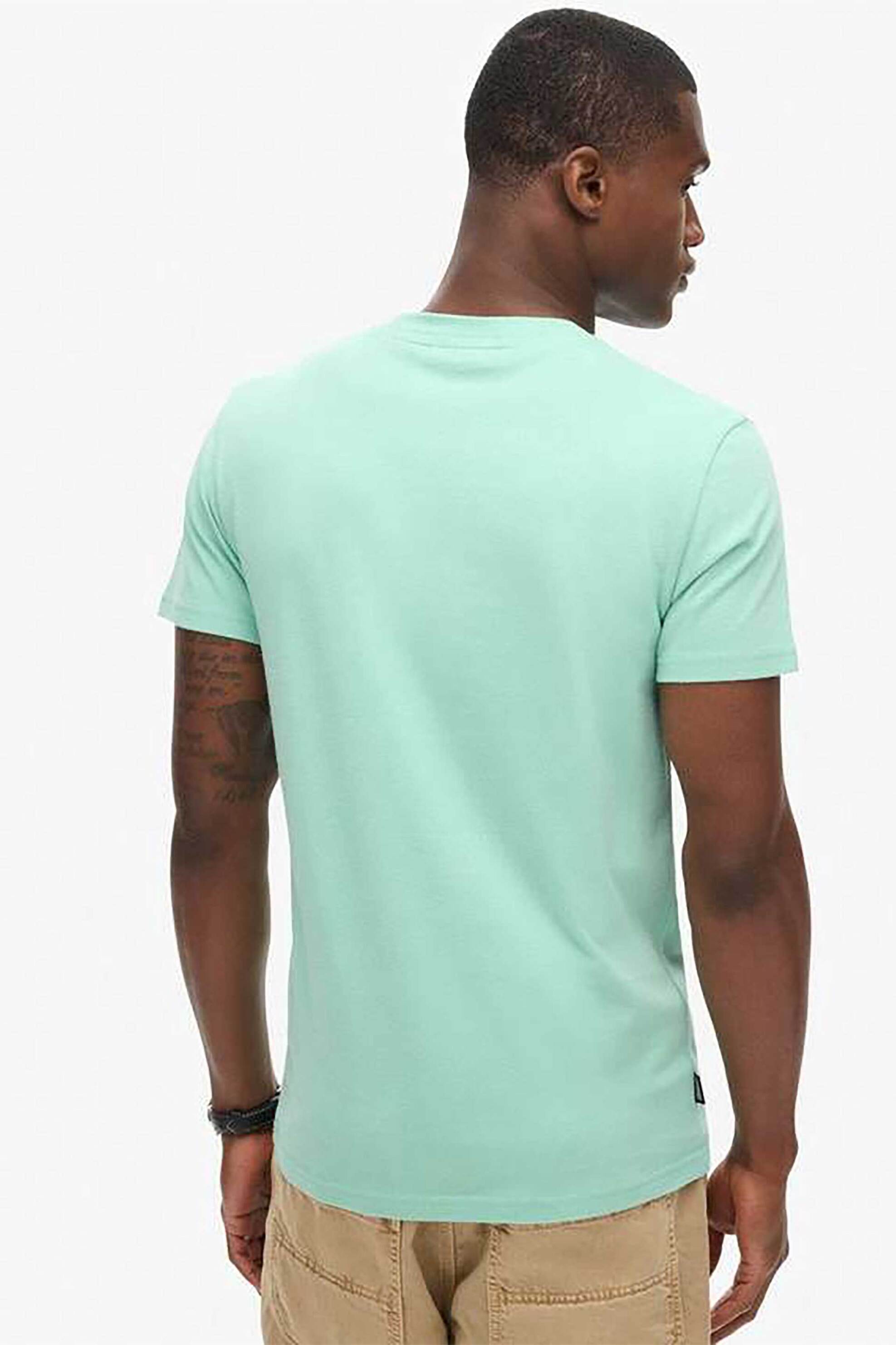 Superdry Ανδρικό T-Shirt με Κεντημένο Λογότυπο Slim Fit Essential Logo - M1011245A Πράσινο Μέντας
