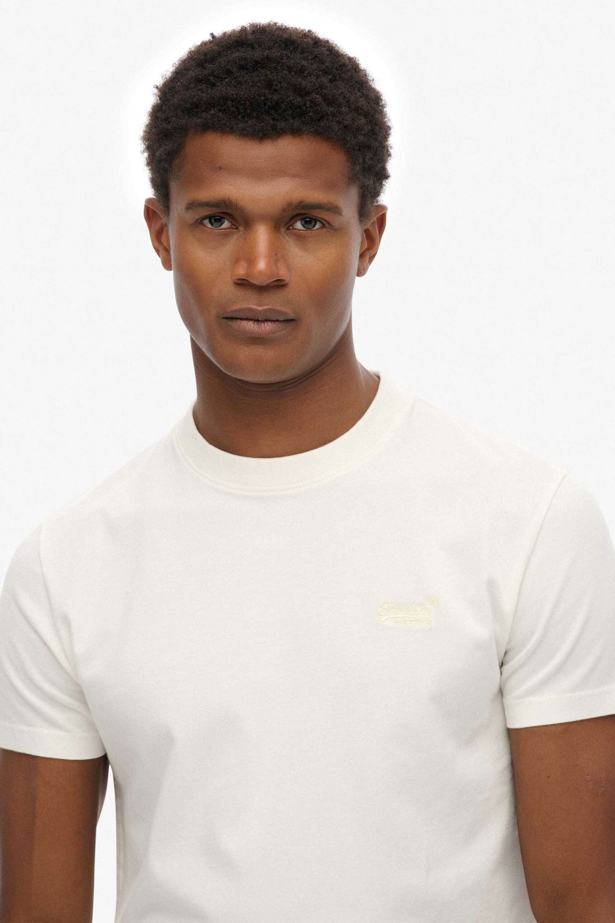 Superdry ανδρικό T-shirt με κεντημένο λογότυπο Slim Fit "Essential" - M1011245A Υπόλευκο φωτογραφία
