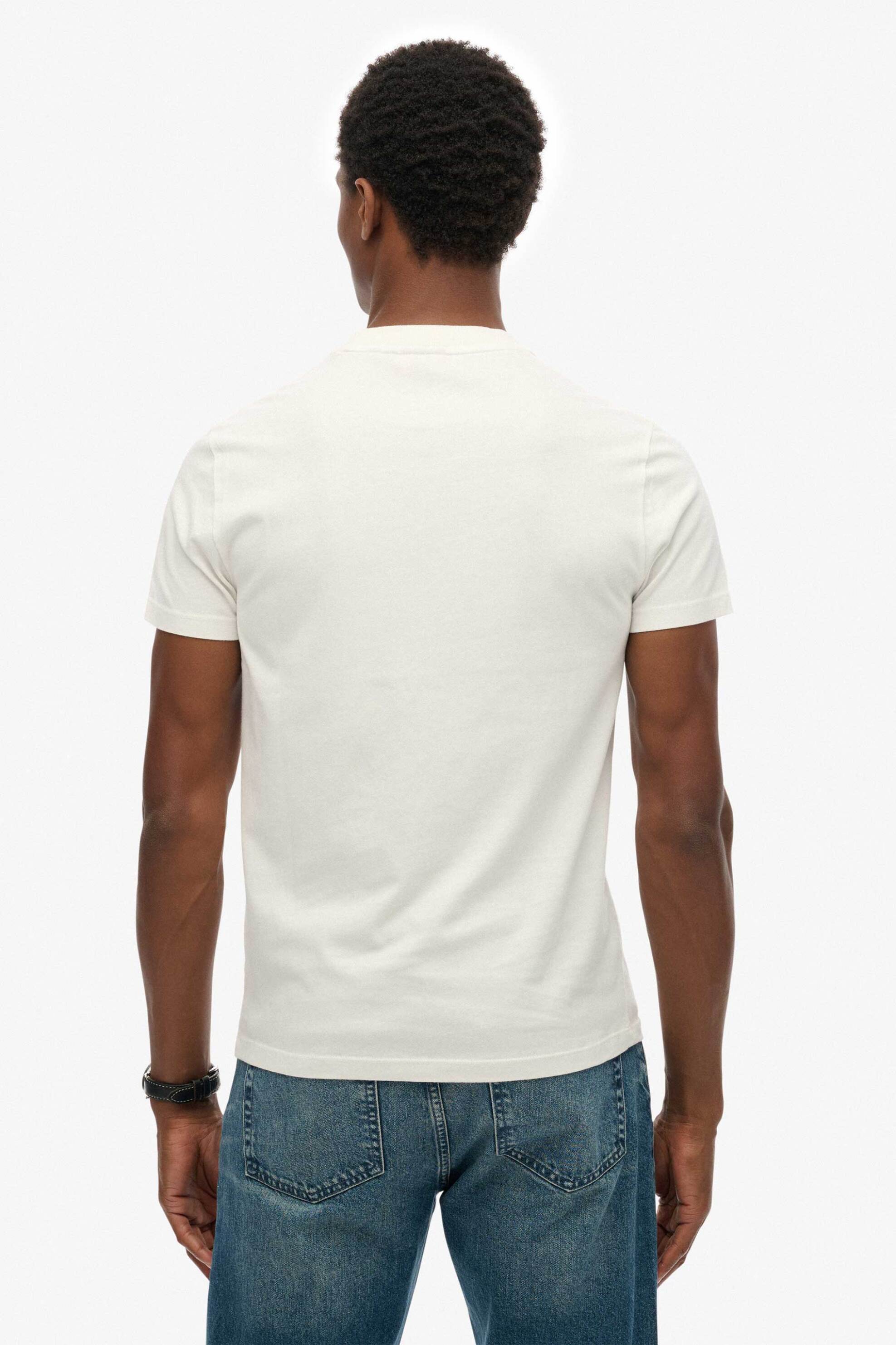 Superdry ανδρικό T-shirt με κεντημένο λογότυπο Slim Fit "Essential" - M1011245A Υπόλευκο φωτογραφία