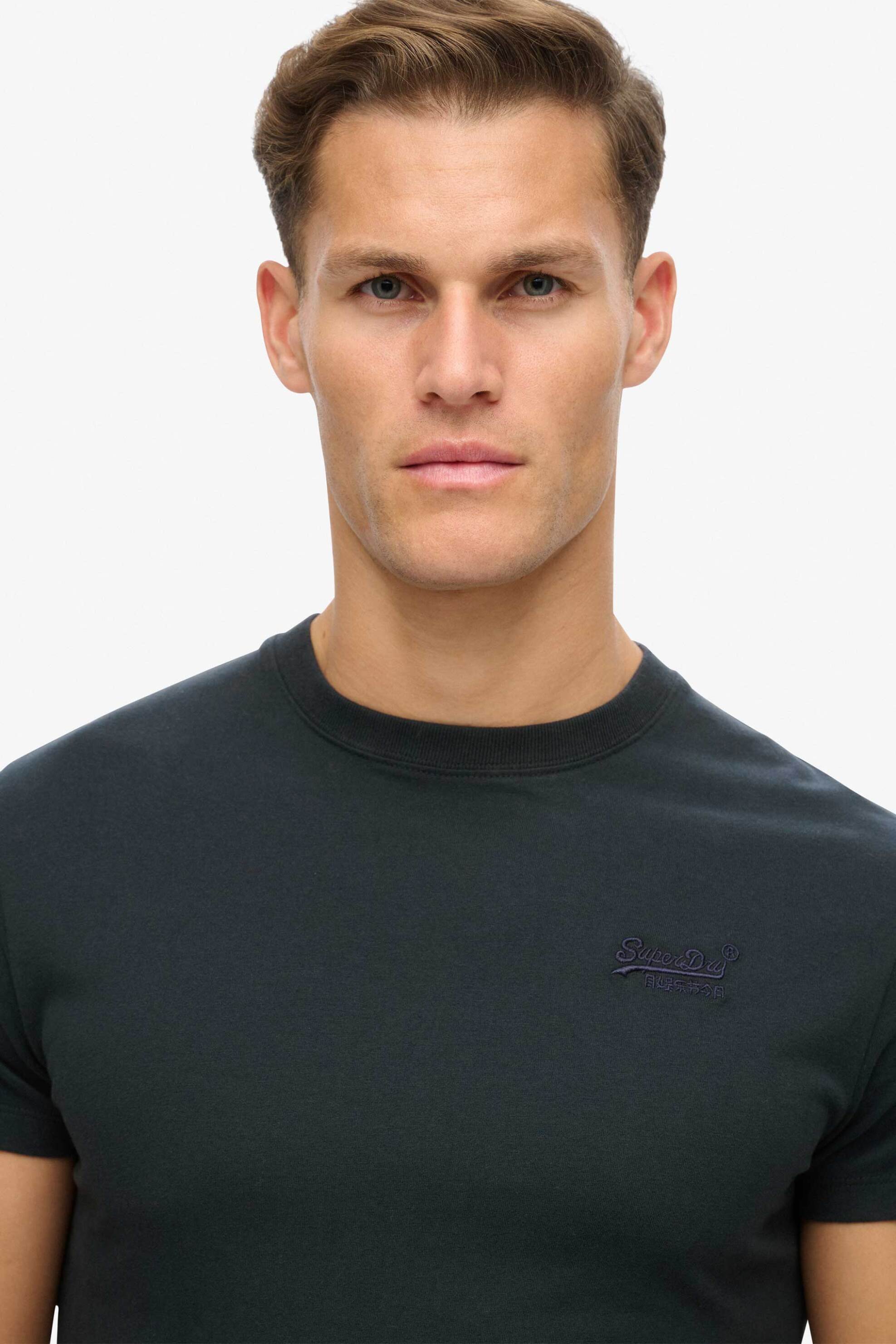 Superdry ανδρικό T-shirt με κεντημένο λογότυπο Slim Fit "Essential" - M1011245A Μπλε Σκούρο φωτογραφία