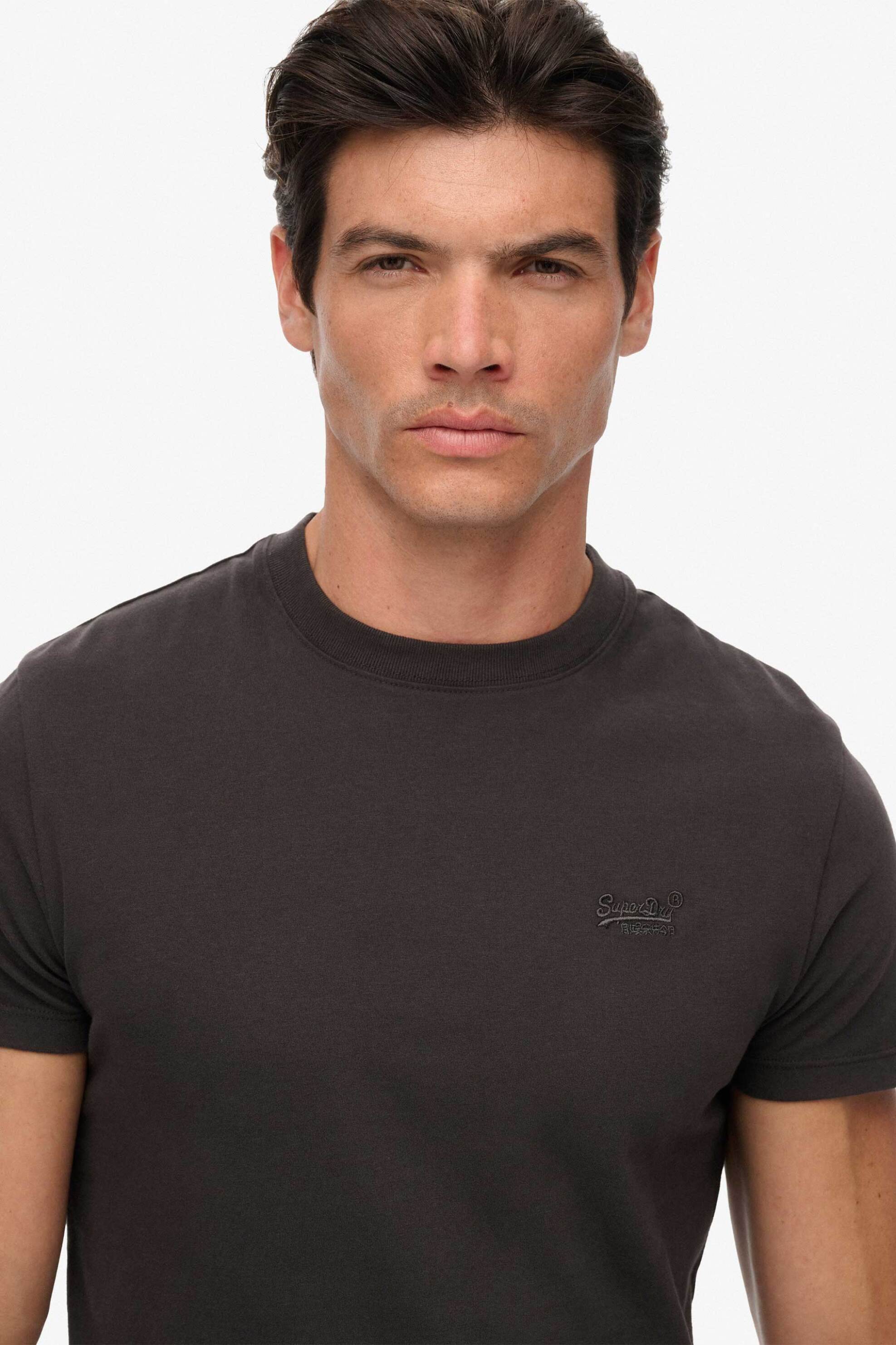 Superdry ανδρικό T-shirt με κεντημένο λογότυπο Slim Fit "Essential" - M1011245A Ανθρακί φωτογραφία